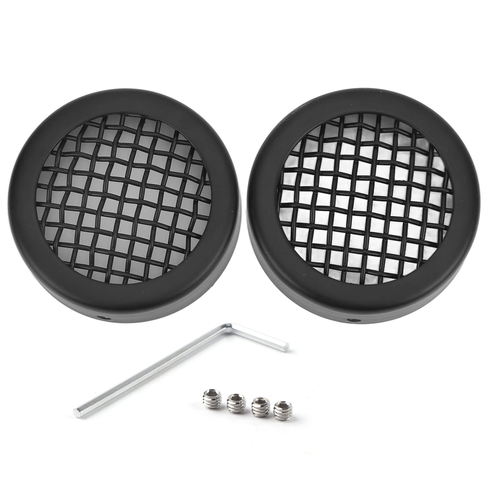 KIMISS 2PCS Universal Motorcycle Turn Signal Bezels Cover - Retro Iron Indicator Light Protective Grill for Harley, Honda, Yamaha - Black (Ideal for Custom Bike Builds & Vintage Motorcycle Restoration)