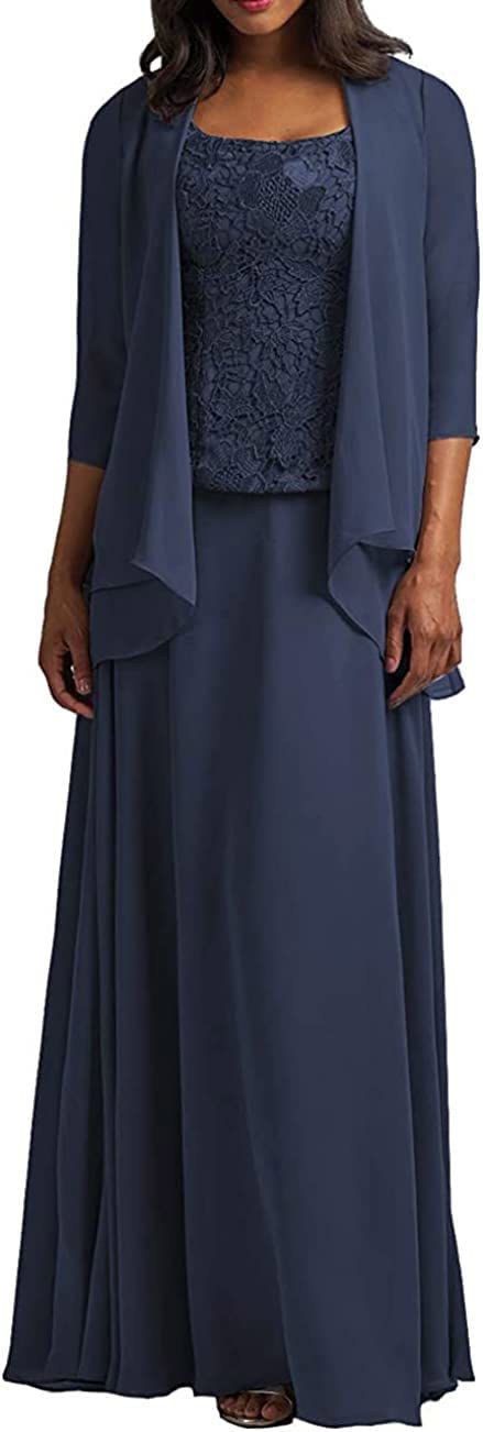 Elegant Mother of The Bride Dresses with Jacket - Long Formal Gown Half Sleeve for Wedding Ceremony, Reception & Special Occasions