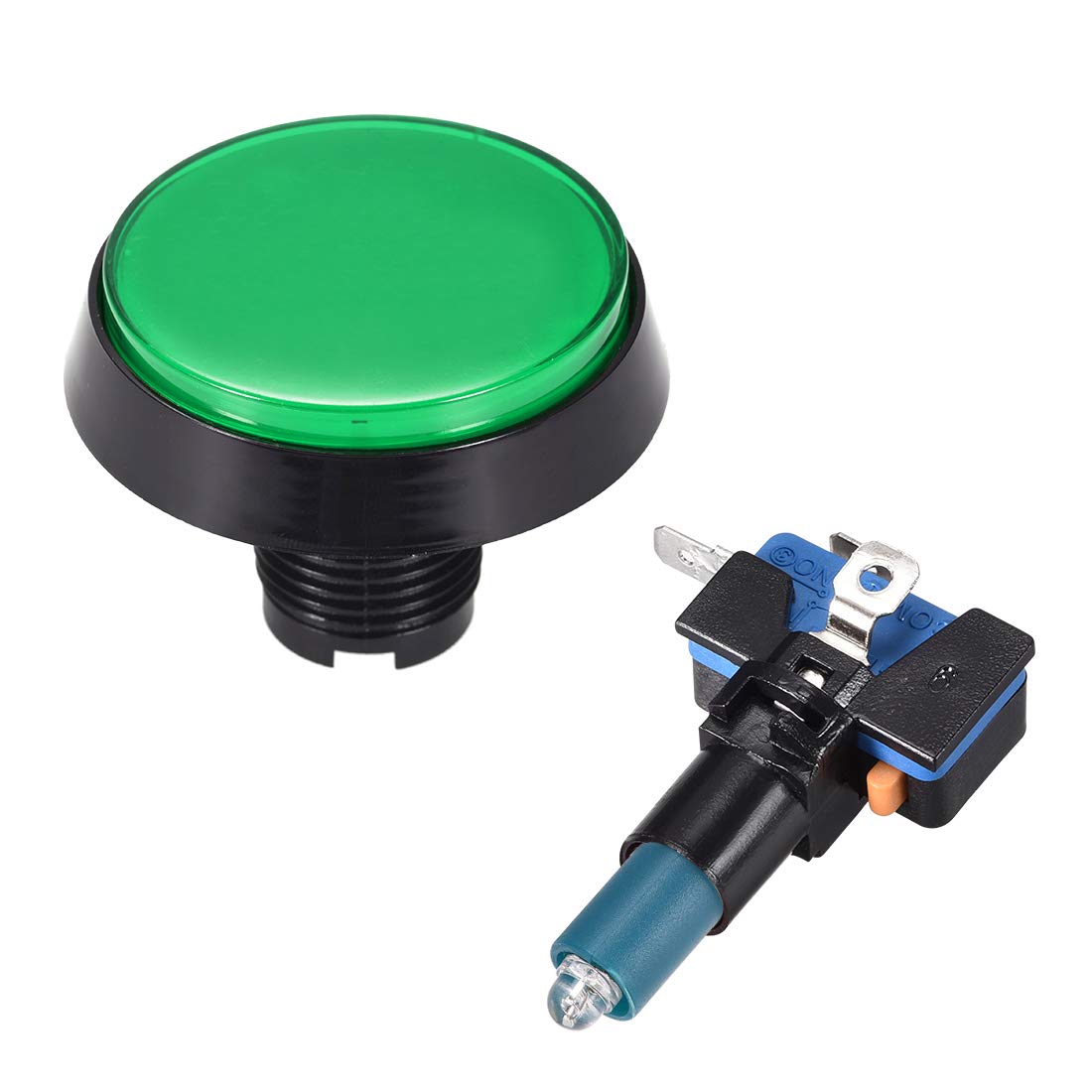 60mm Round 12V LED Illuminated Arcade Push Button Switch with Micro Switch - Green (1pc) for Video Games, DIY Cocktail Cabinets & Home Arcade Setup