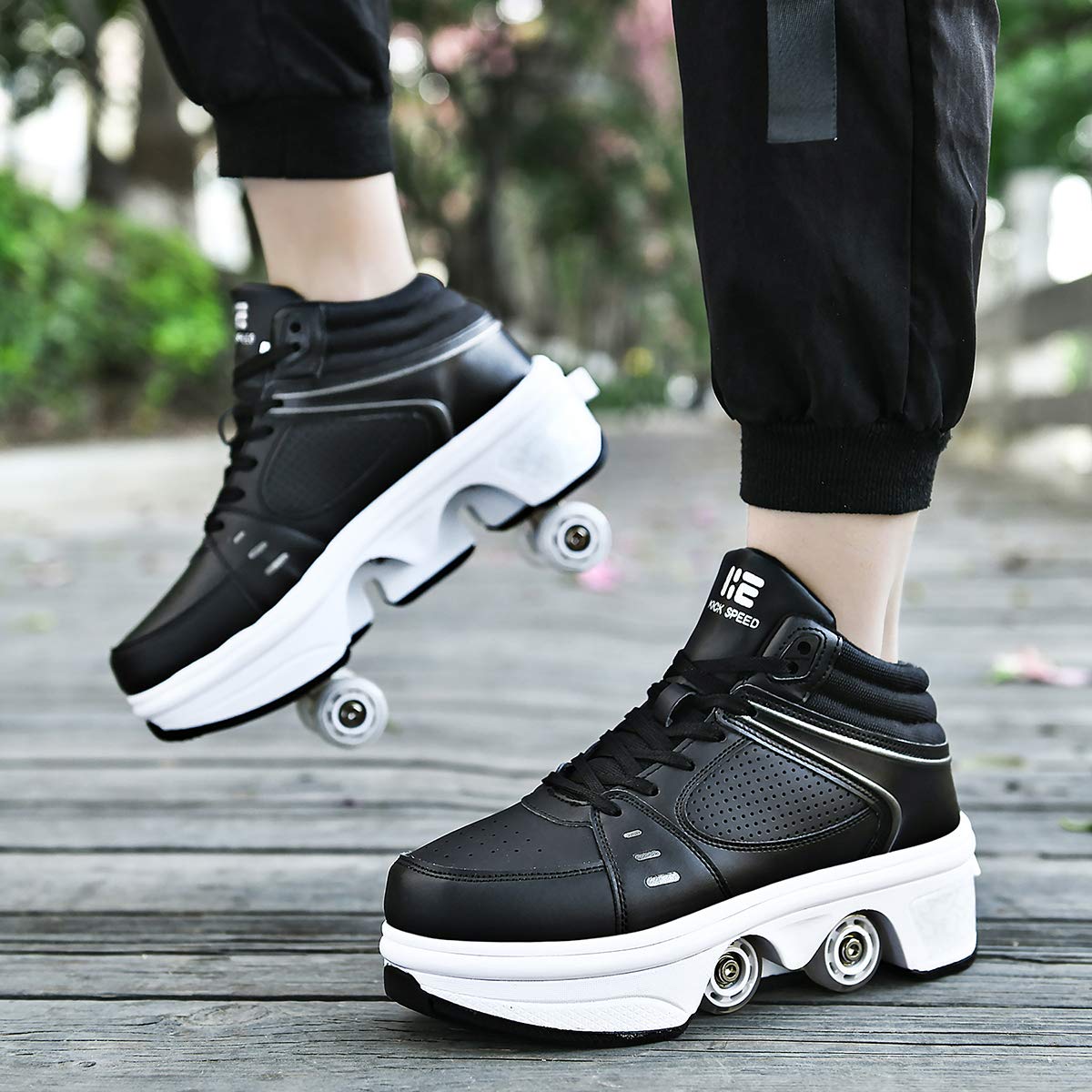 2-in-1 Roller Skates & Sneakers for Men Women - Retractable Wheel Shoes for Outdoor Fun, Fitness & Commuting - Perfect for Skating, Walking & Urban Travel