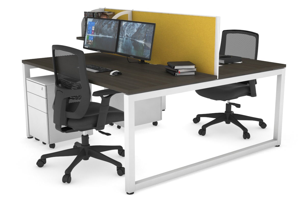 Quadro Loop Legs 2 Person Office Workstation - 1600L x 800W with Cable Management - Modern Shared Desk for Collaborative Workspaces & Home Offices