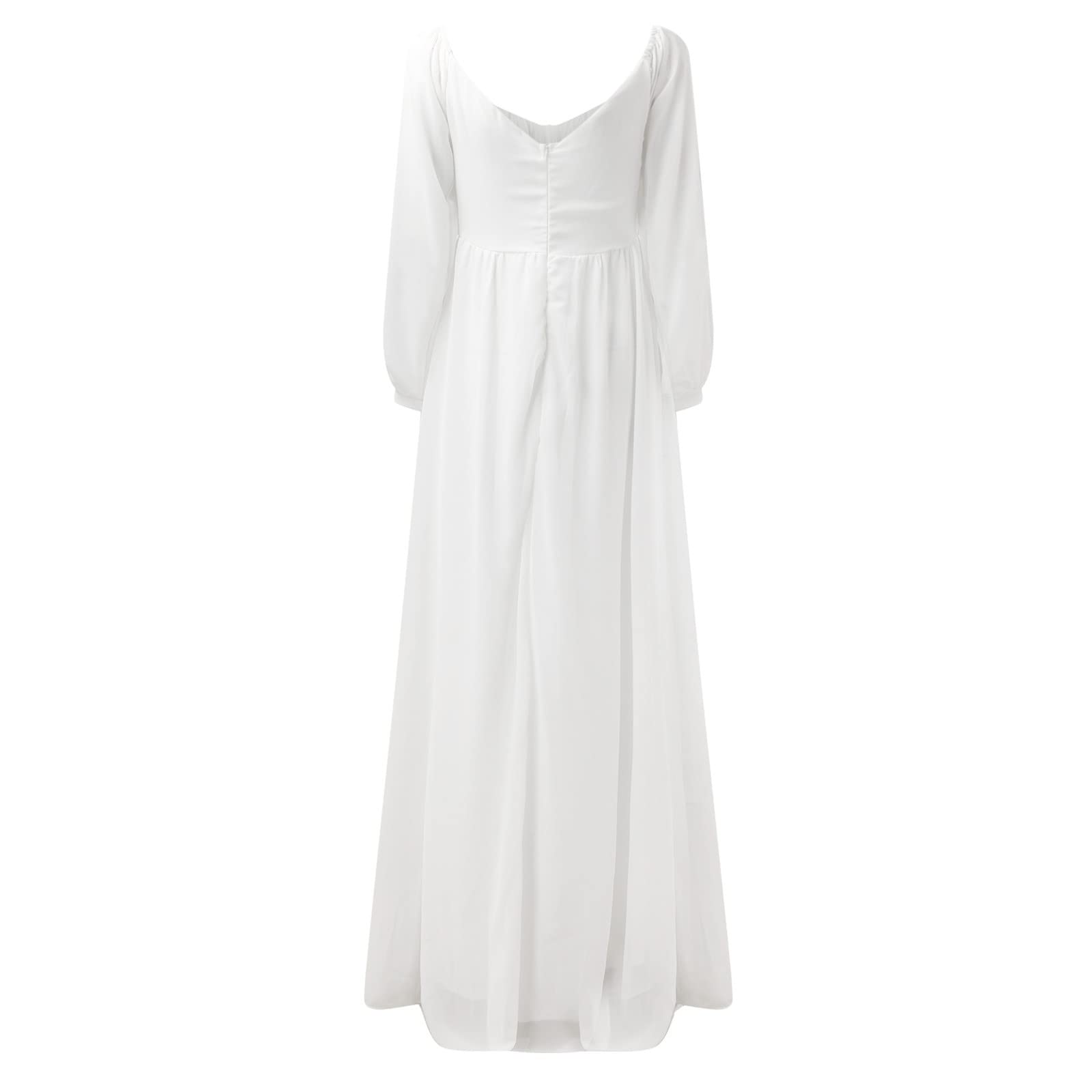 Elegant White Maxi Wedding Dress for Women - Empire Waist, Backless, Off Shoulder Long Gown | Perfect for Beach Weddings, Vow Renewals, and Formal Evening Events
