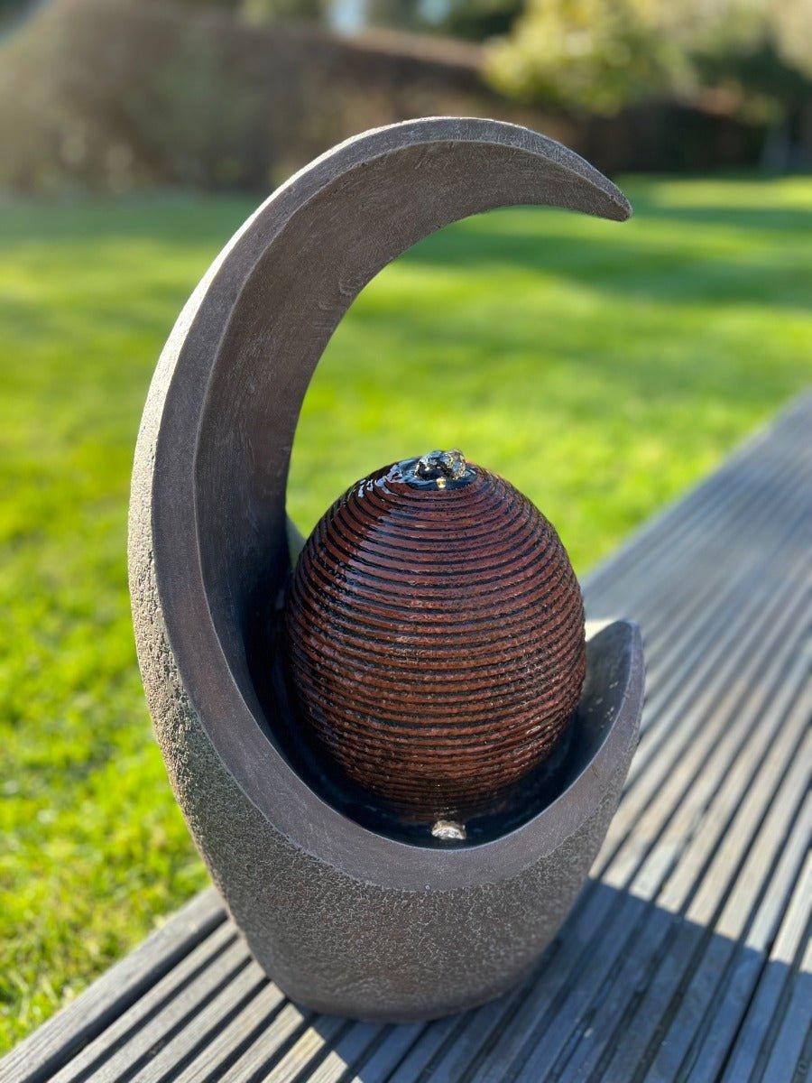 Solar Powered Open Vase Moon-Shaped Water Fountain with LED Lights - 49x28x22.5cm Outdoor Garden Decor for Patio, Yard & Landscape