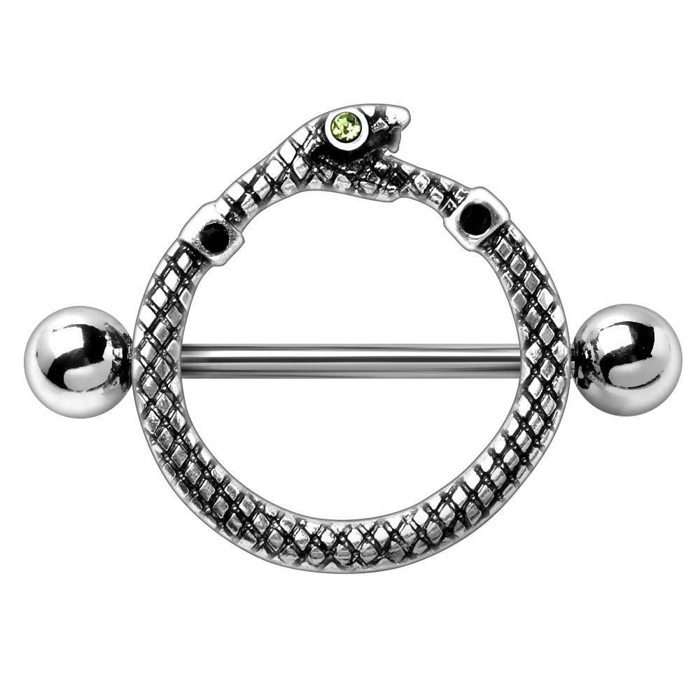 Stainless Steel Snake Nipple Shield - Gothic Jewelry for Piercing Care