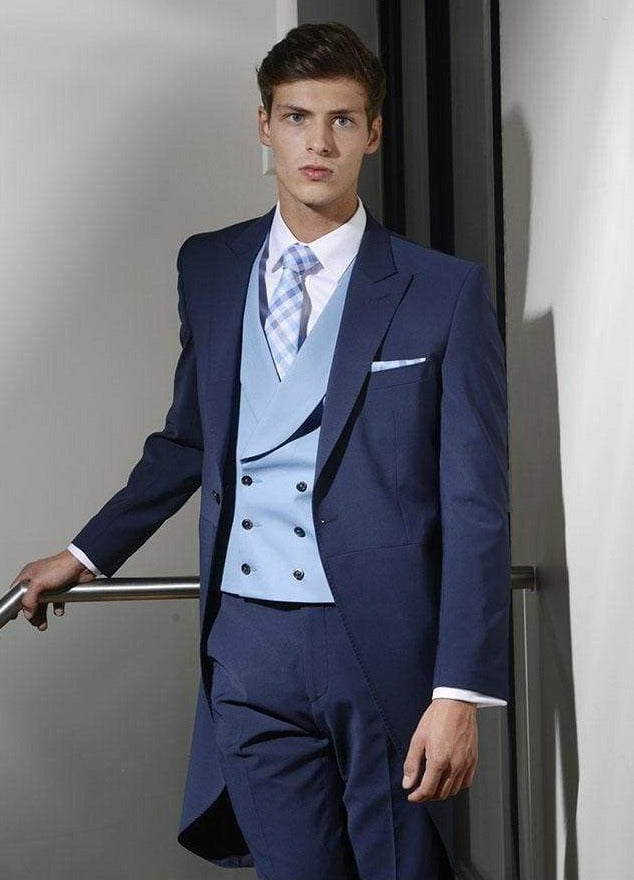Vintage Men's Panama Blue Double Breasted Waistcoat Vest - Formal Wedding, Business Suit & Special Occasion Outfit