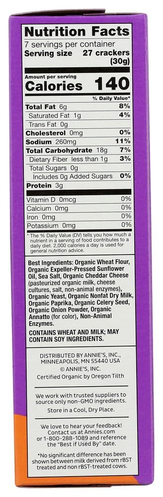 Annie's Organic Cheddar Squares Baked Crackers - 7.5 oz Box | Gluten-Free Snack for Kids Lunch, After School & On-The-Go | Healthy Cheese Crackers for Parties, Picnics & Movie Nights