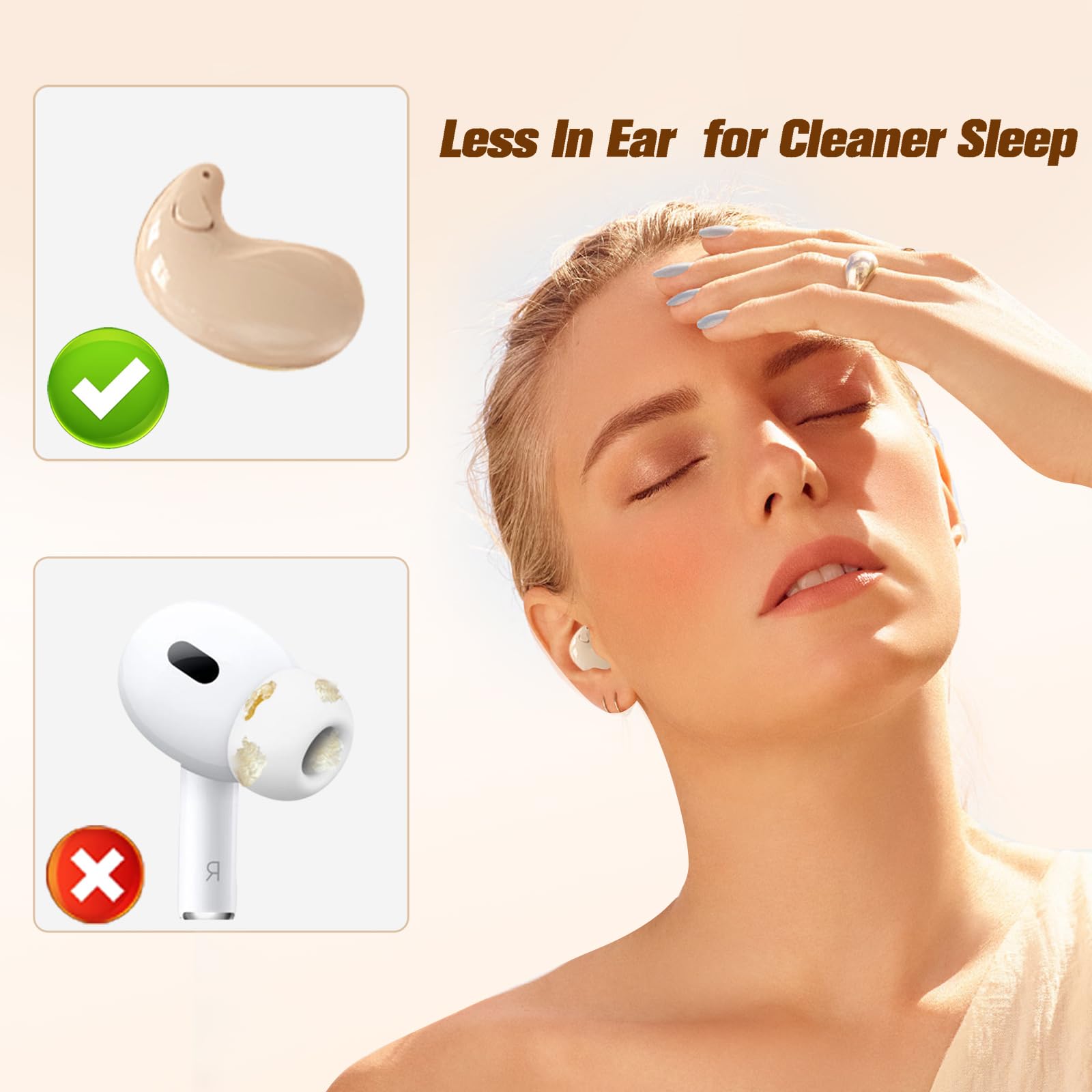 Xmenha Wireless Invisible Sleep Earbuds for Side Sleepers - Bluetooth Mini Headphones with Noise Isolation for Small Ears | Comfortable Sleeping Earphones for Night Use, Travel & Meditation