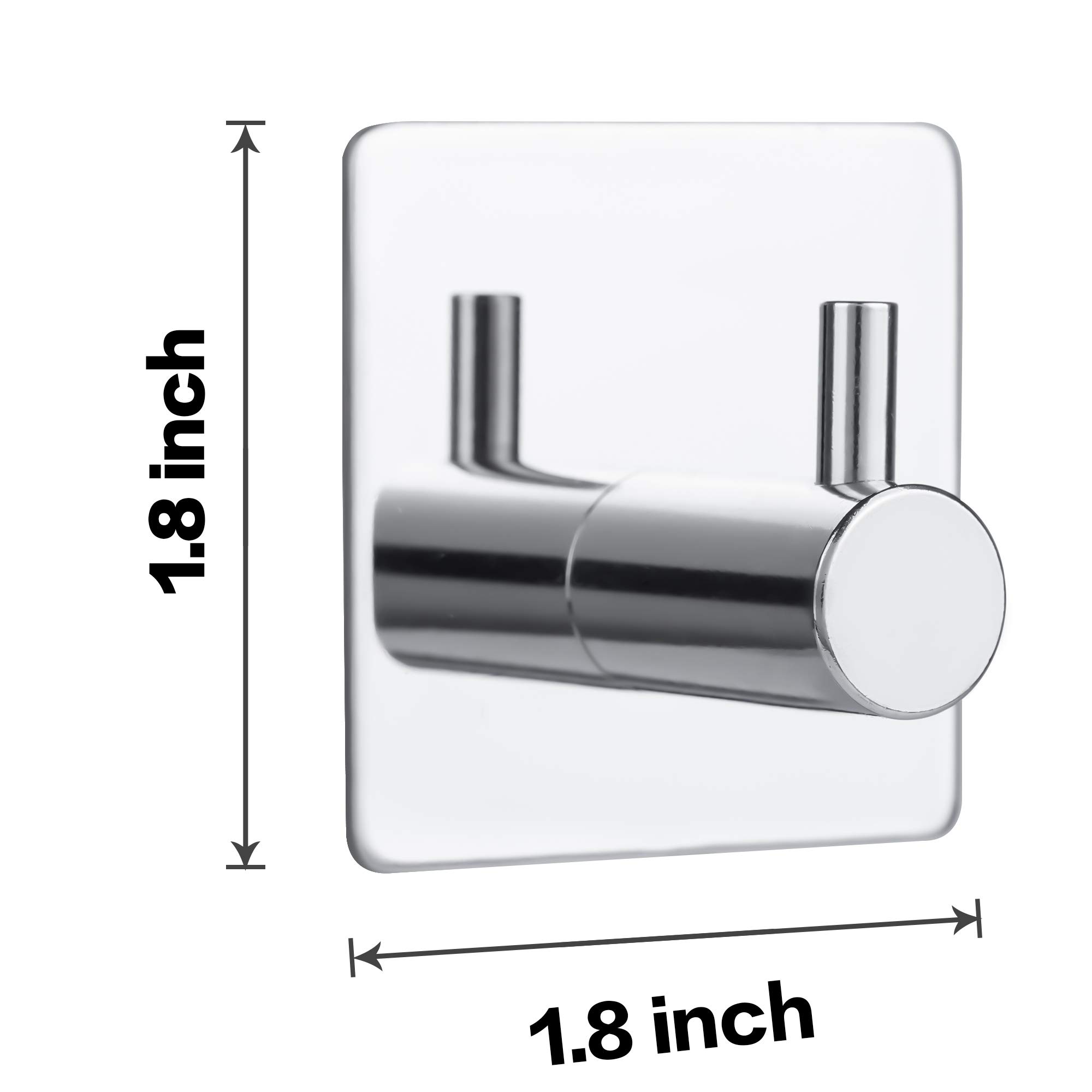 Bylion 4 Pack Silver Adhesive Wall Hooks - Stainless Steel 304 Bathroom Towel Hooks - Heavy Duty Waterproof Hooks for Robes, Towels & Clothes - Perfect for Bathroom, Kitchen, Bedroom & Dorm Organization