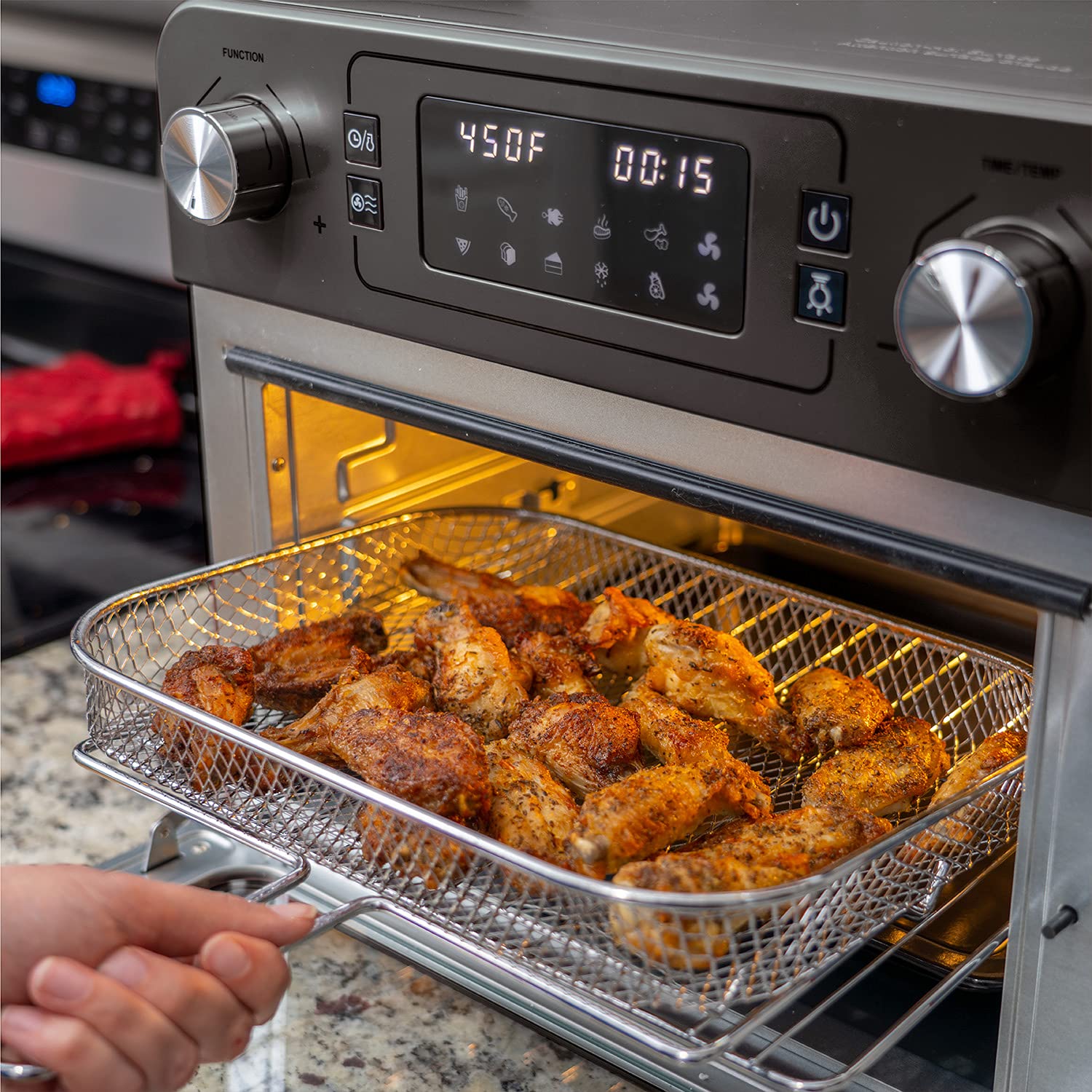 Deco Chef 24 QT 1700W Stainless Steel Toaster Oven with Air Fryer, Rotisserie, Grill Rack & Baking Pan - Perfect for Baking, Roasting, Air Frying & Family Cooking