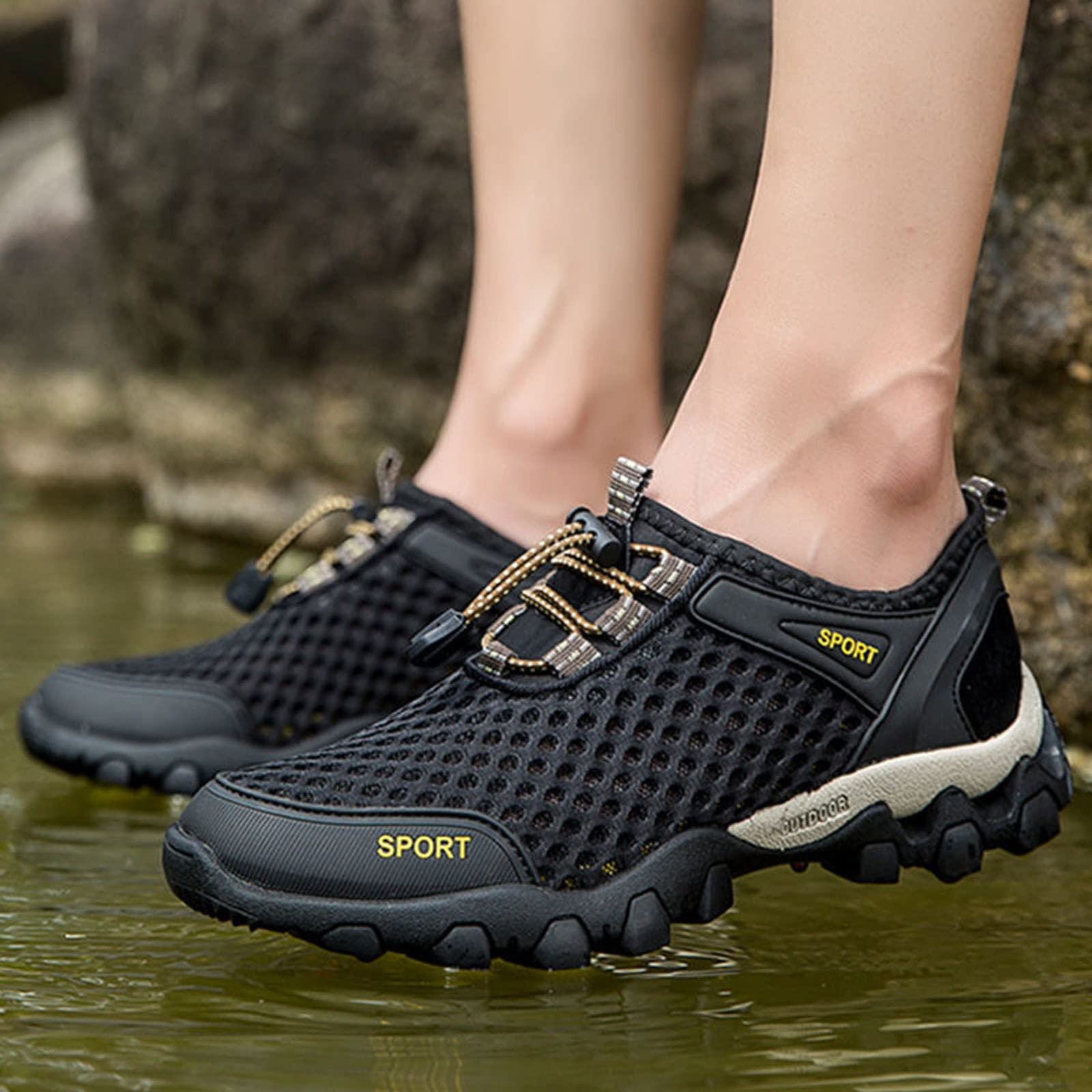 BIISDOST Men's Lightweight Hiking Shoes - Breathable Mesh Trekking Shoes with Non-Slip Sole for Outdoor Walking, Trail Running & Casual Wear - Perfect for Hiking, Travel & Daily Activities
