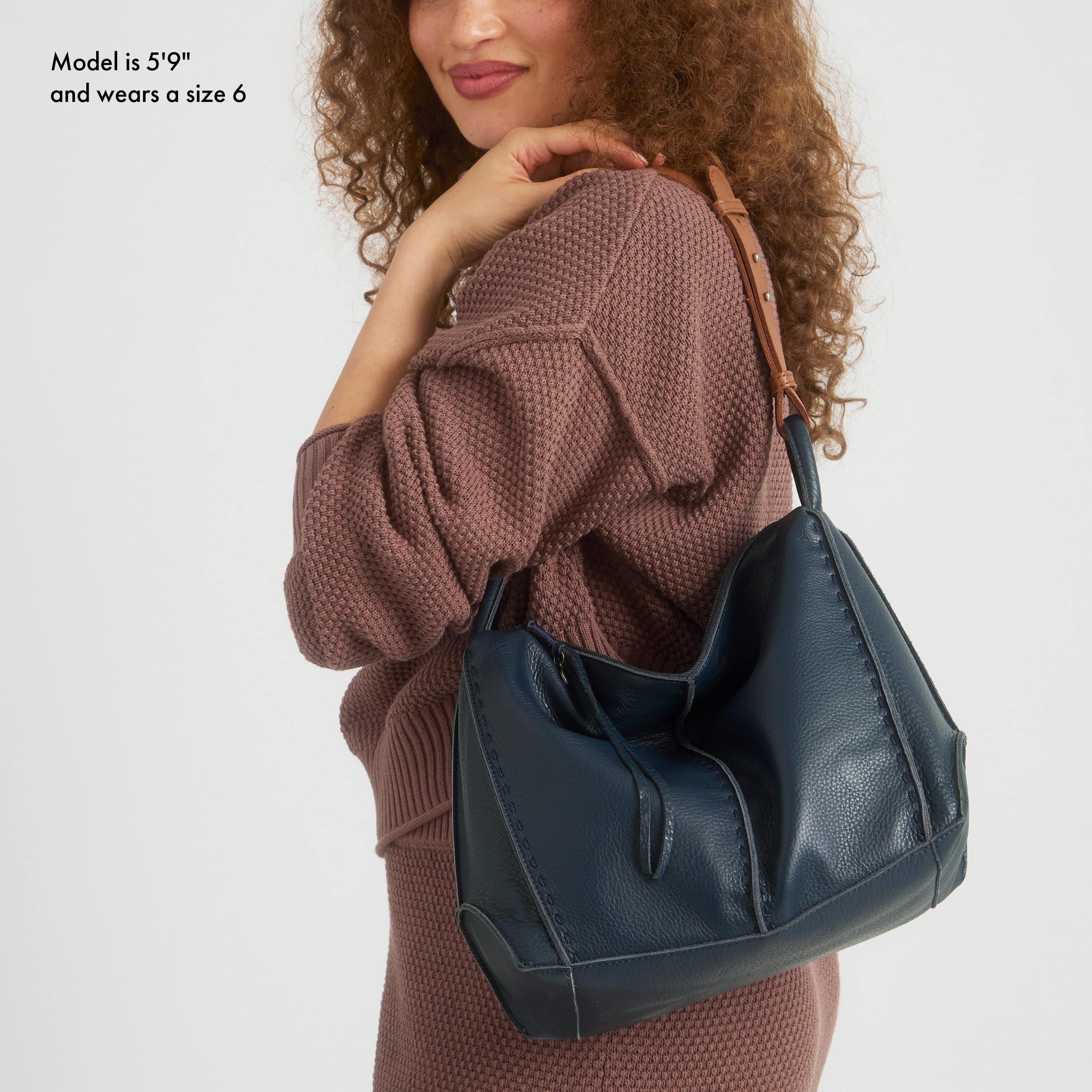 Los Feliz Hobo Leather Handbag - Premium Genuine Leather Indigo Blue Crossbody Bag for Women | Perfect for Work, Travel & Everyday Use
