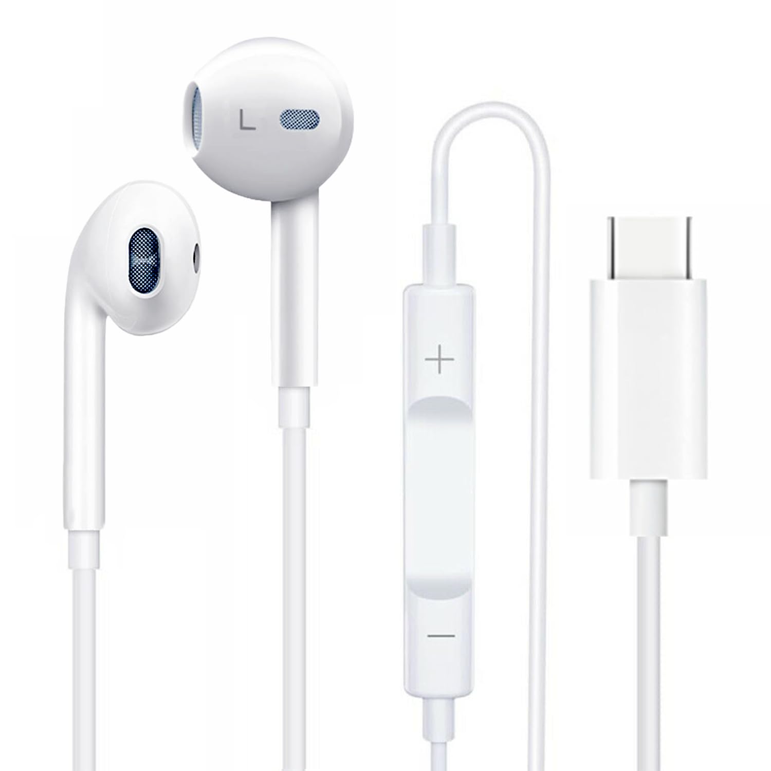 MHtech USB C Wired Headphones with Mic & Volume Control - HiFi Stereo In-Ear Earphones for iPhone 16 Pro Max/16/16 Pro/15 Pro Max - Perfect for Gaming, Music & Calls