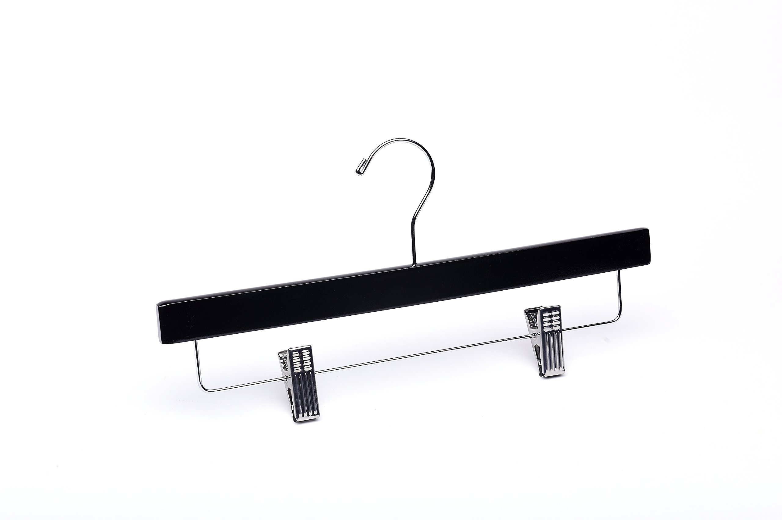 50 Pack Black Bottom Wooden Clothes Hangers with Clips for Adults - Heavy Duty Pants & Skirt Hangers for Closet Organization & Retail Display