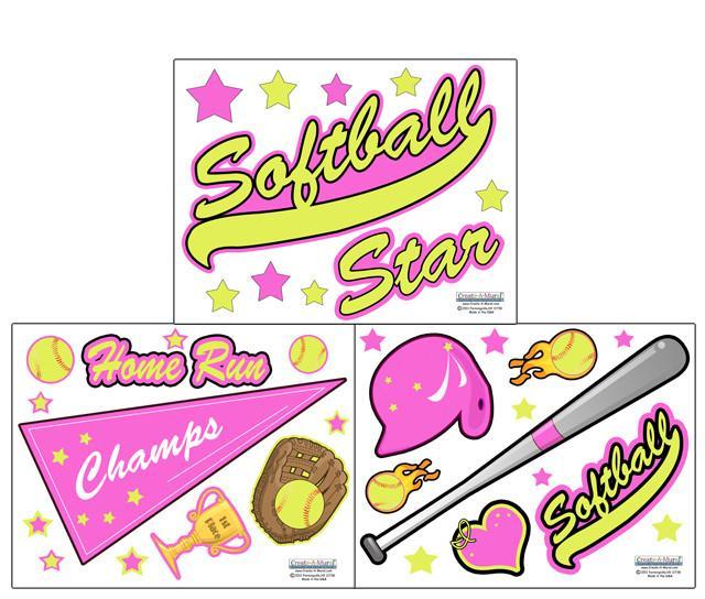 Softball Wall Decals - High-Quality Vinyl Stickers for Sports Room Decor | Perfect for Bedroom, Game Room & Locker Room