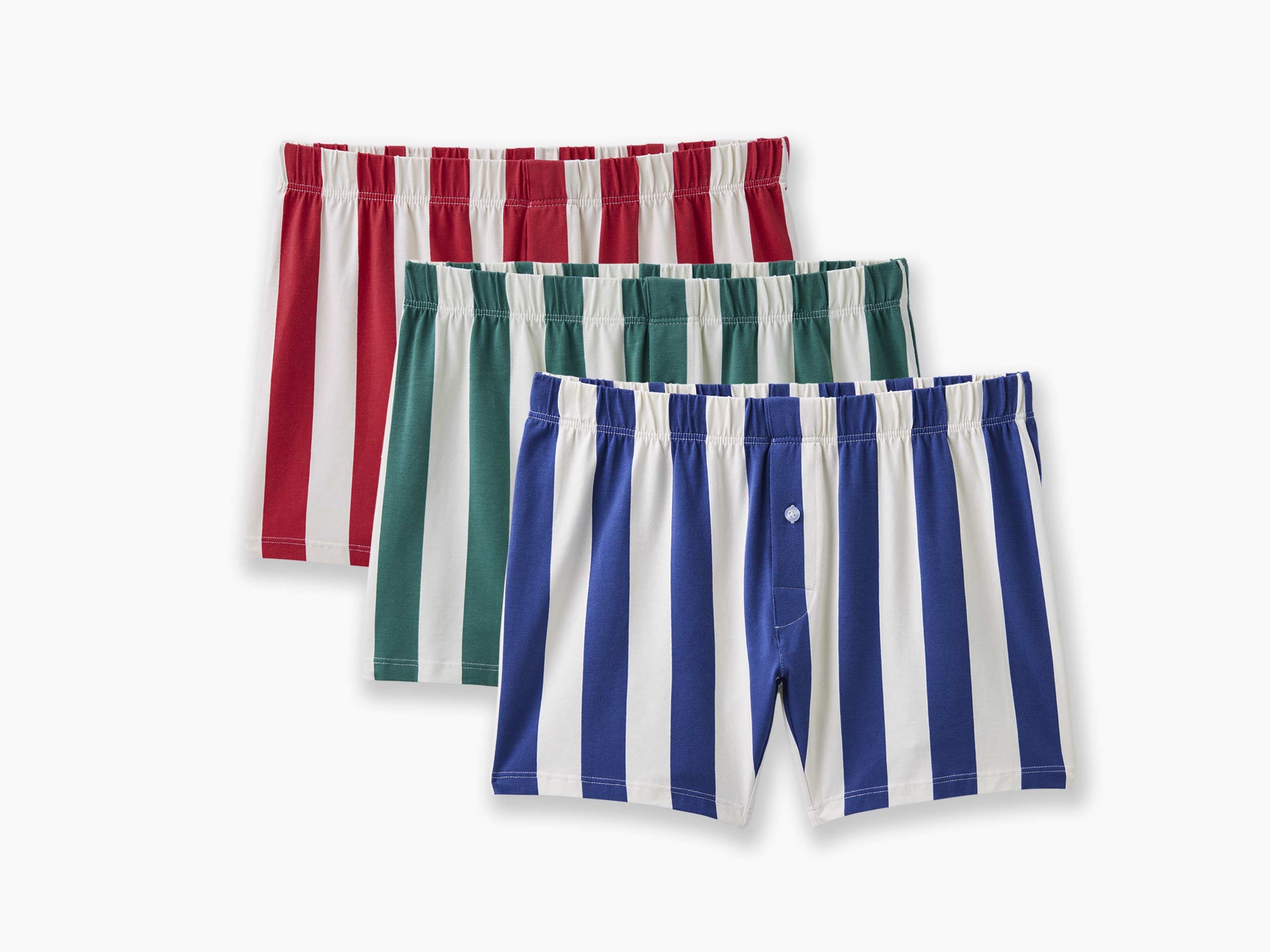 Slim Fit Boxer Briefs - Cabana Stripe 3 Pack Men's Underwear | Soft Breathable Cotton | Comfortable for Daily Wear, Workout & Travel
