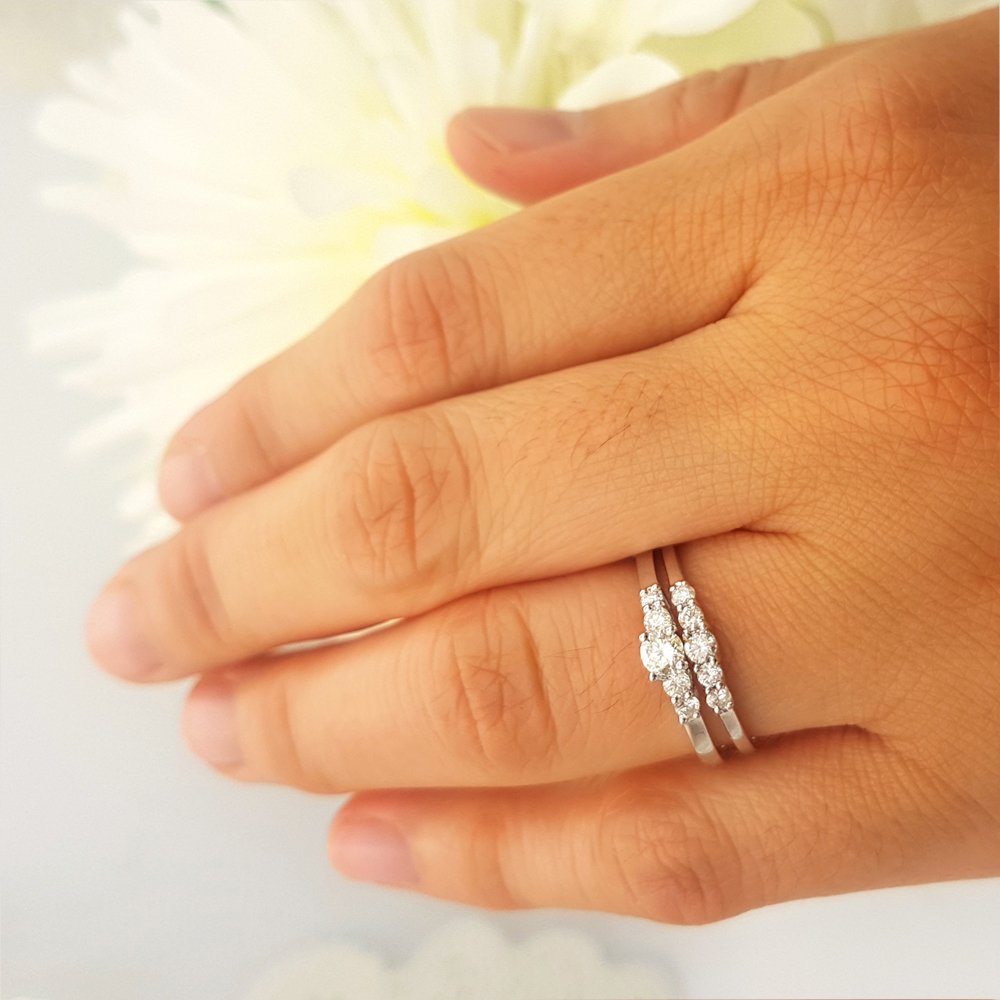 Dazzlingrock 14K White Gold Round Diamond Engagement Ring Set for Women - 0.52 Cttw, Solid White Gold Bridal Wedding Ring - Perfect for Proposals, Anniversaries & Special Occasions