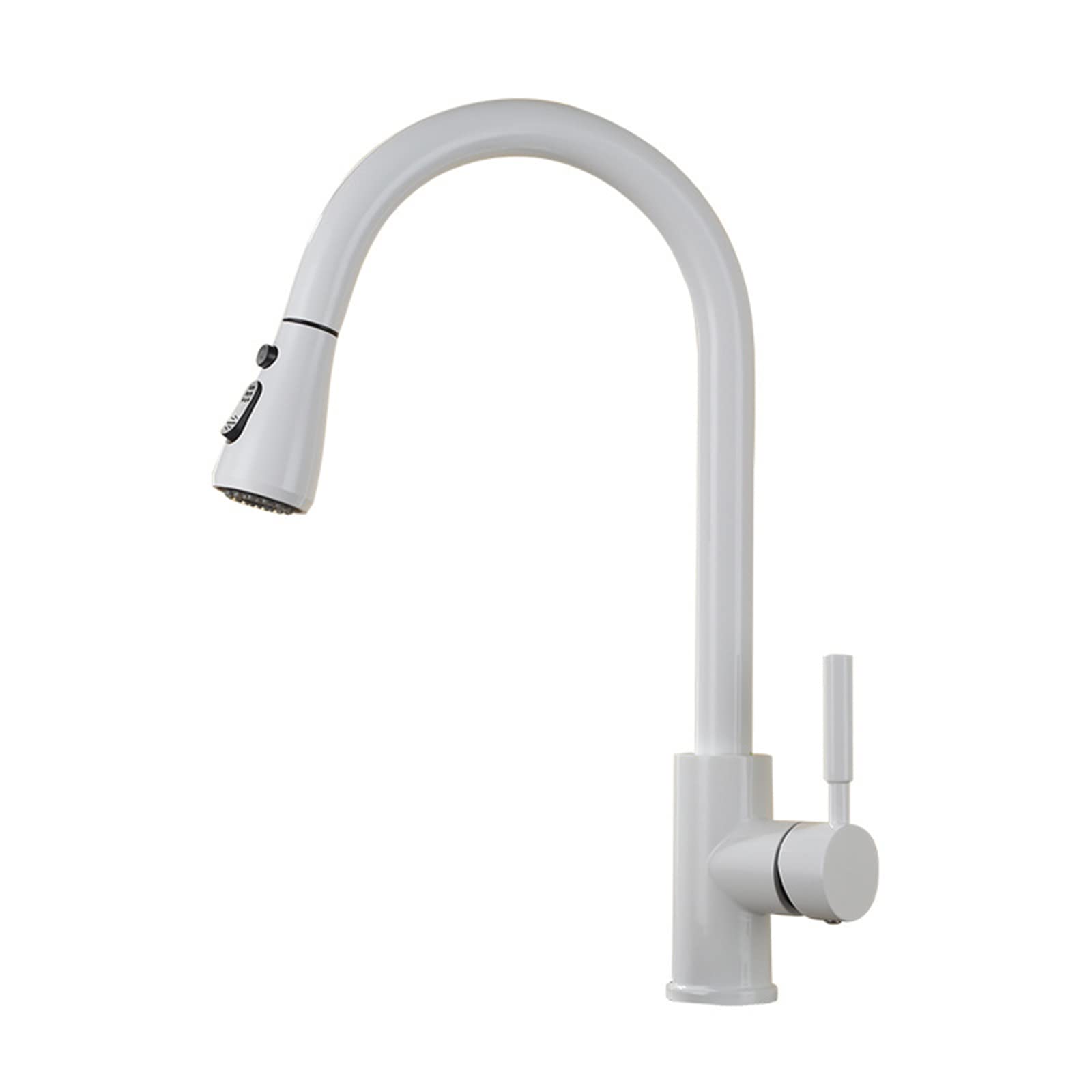 Stainless Steel Pull Down Kitchen Faucet with Sprayer - Modern Single Handle Deck Mounted Sink Tap for Hot & Cold Water - Perfect for Home, Restaurant & Commercial Kitchens (White)