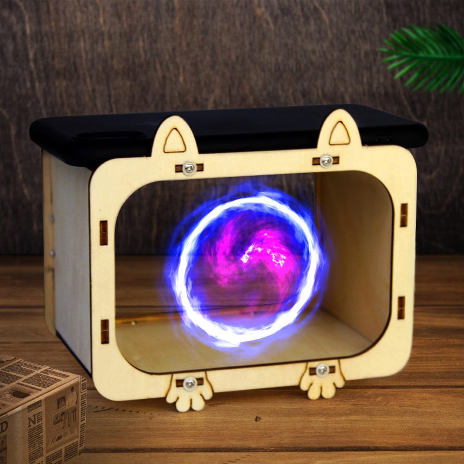 Kuxiptin Home Theater Projector - Portable Wooden Cardboard Cinema Projector with Hologram Display for Smartphone | Perfect for Movie Nights, Product Presentations & 3D Holographic Displays