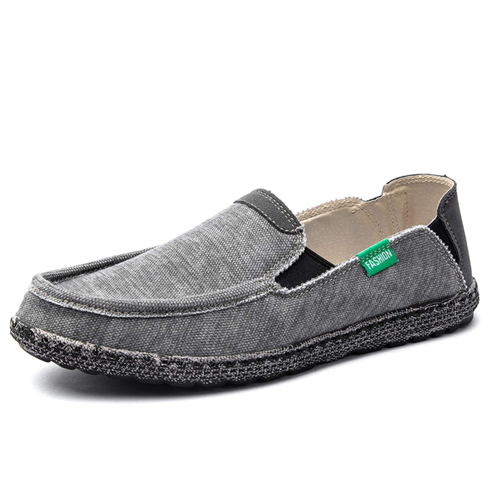 JAMONWU Men's Slip-On Canvas Loafers - Breathable Casual Boat Shoes for Men - Vintage Style Deck Shoes for Walking, Travel & Everyday Wear