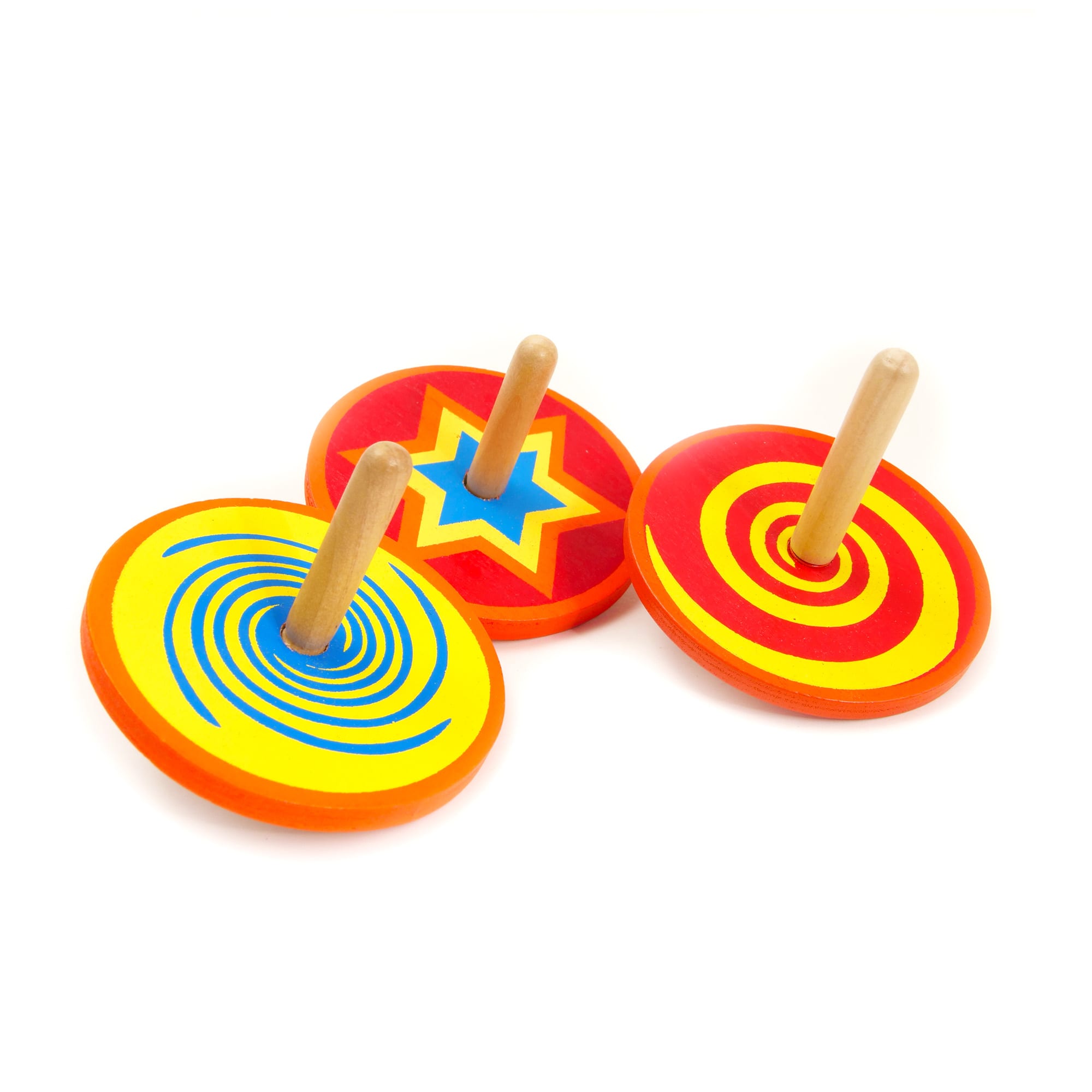 Colorful Wooden Spinning Tops Set - 12 Pack Classic Handmade Wood Toys for Kids & Adults - Perfect for Stress Relief, Party Favors and Family Game Night