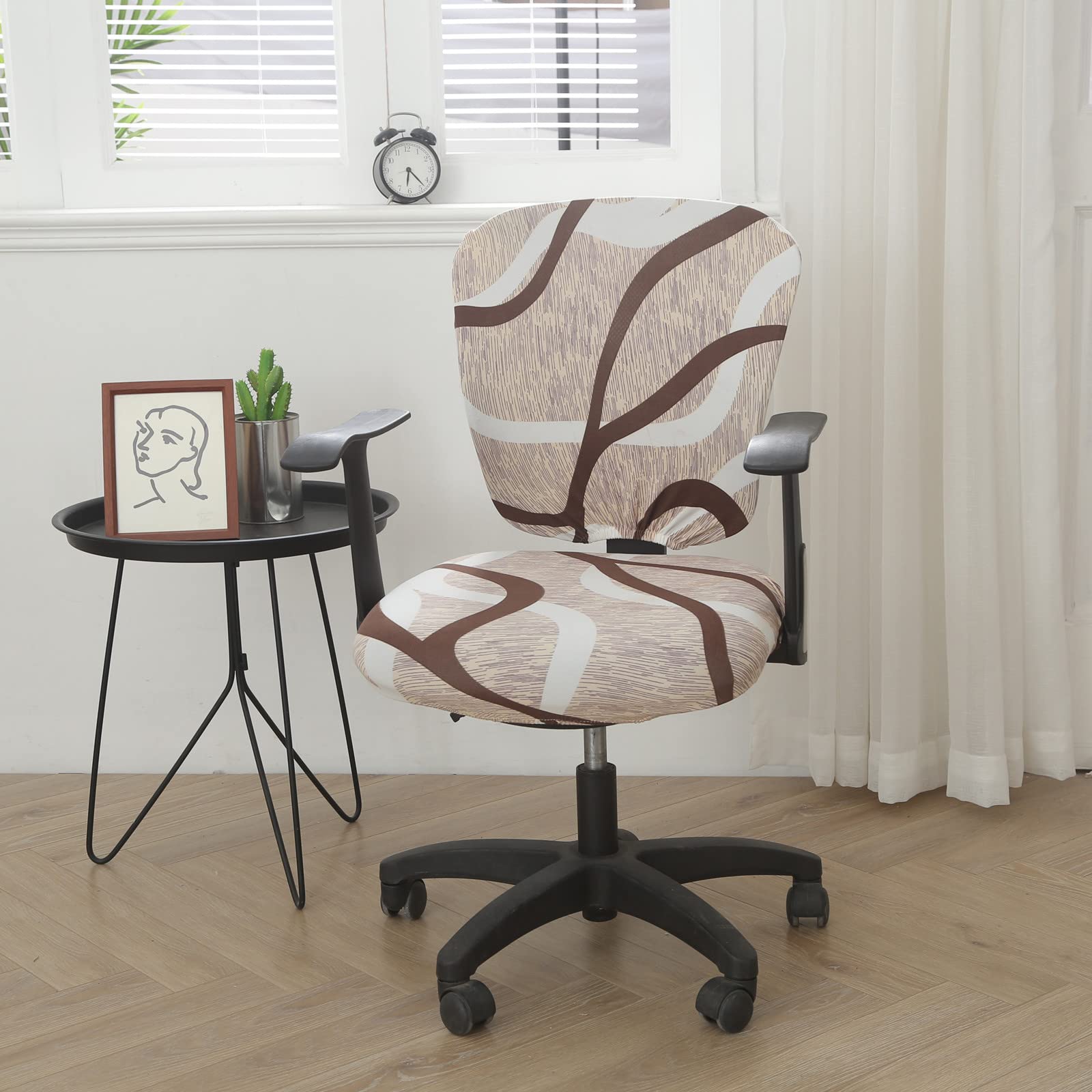 2-Piece Stretch Spandex Office Chair Cover - Universal Fit for Computer & Swivel Chairs - Protects from Dust & Stains - Perfect for Home Office, Gaming Setup & Workspace Decor