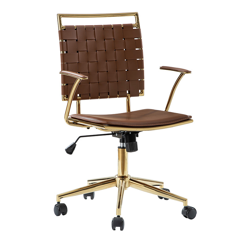 Amalia Modern Rattan Weaving Swivel Office Chair with Backrest - Ergonomic Desk Chair for Home Office, Study & Workspace