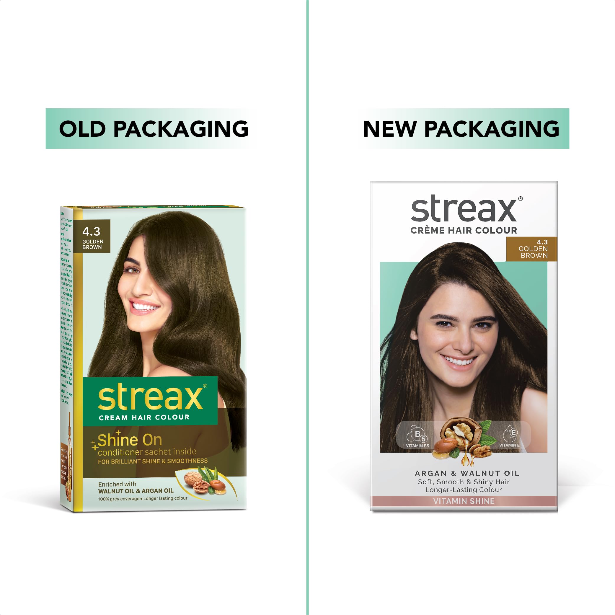 Streax Permanent Hair Color Cream - 100% Gray Coverage with Argan & Walnut Oil - Long Lasting Brown Hair Dye for Women - 4.3 Golden Brown (120ml, 1 Pack) - Perfect for At-Home Hair Coloring & Salon-Quality Results