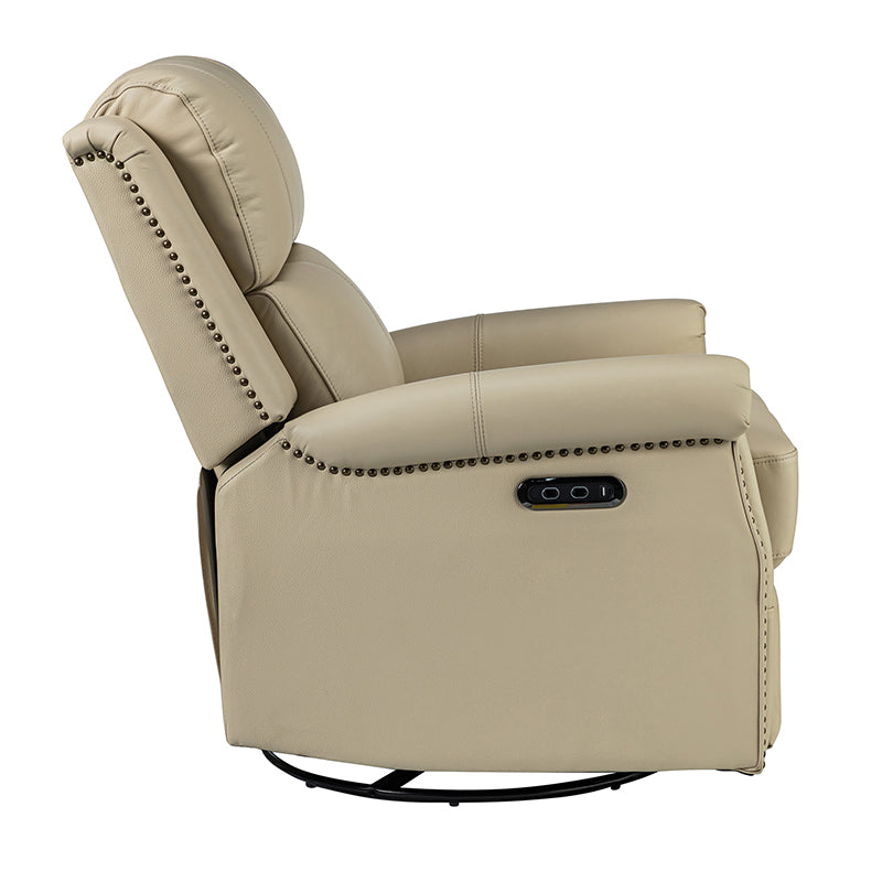 Kaietan Genuine Leather Power Rocking Recliner Chair - Adjustable Electric Massage Recliner Sofa for Living Room, Home Theater & Office Relaxation