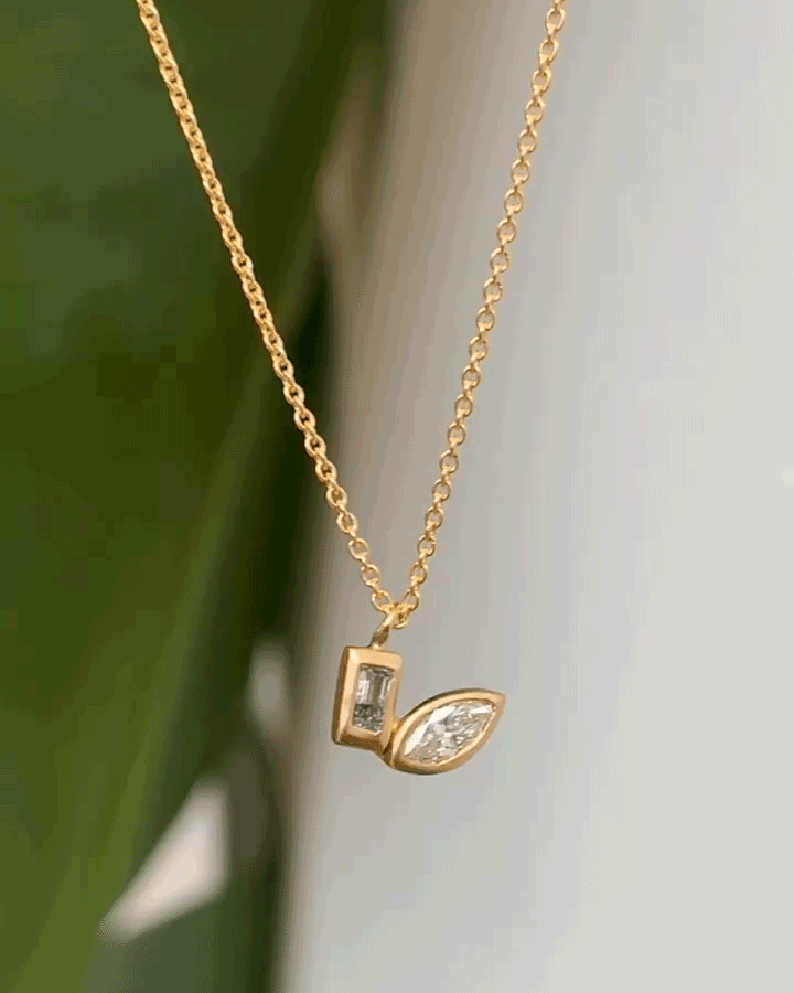 14K Gold Colored Diamond Pendant Necklace for Women - Elegant Bubble Design Jewelry Gift for Birthday, Anniversary & Valentine's Day