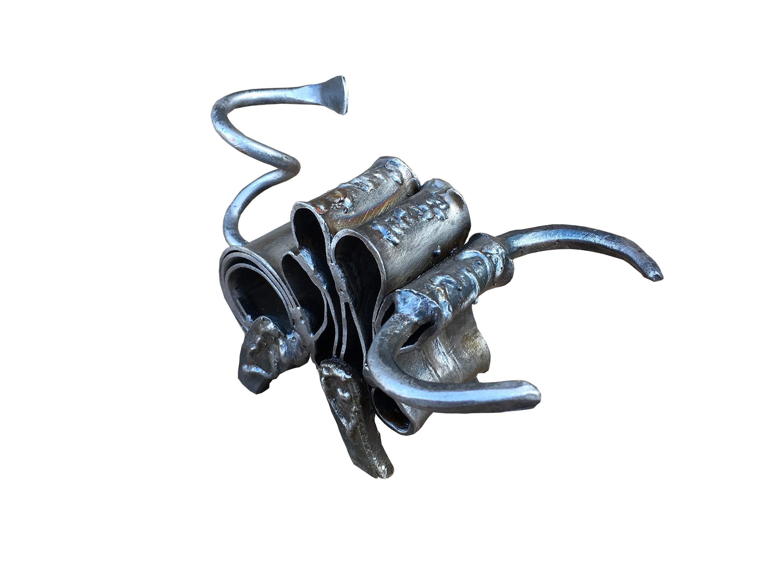 Hand Forged Iron Bull Sculpture - Unique 5th Anniversary Gift for Him, Steel Animal Statue for Home & Office Decor - Perfect Gift for Animal Lovers, Cowboy Enthusiasts & Rustic Home Decor