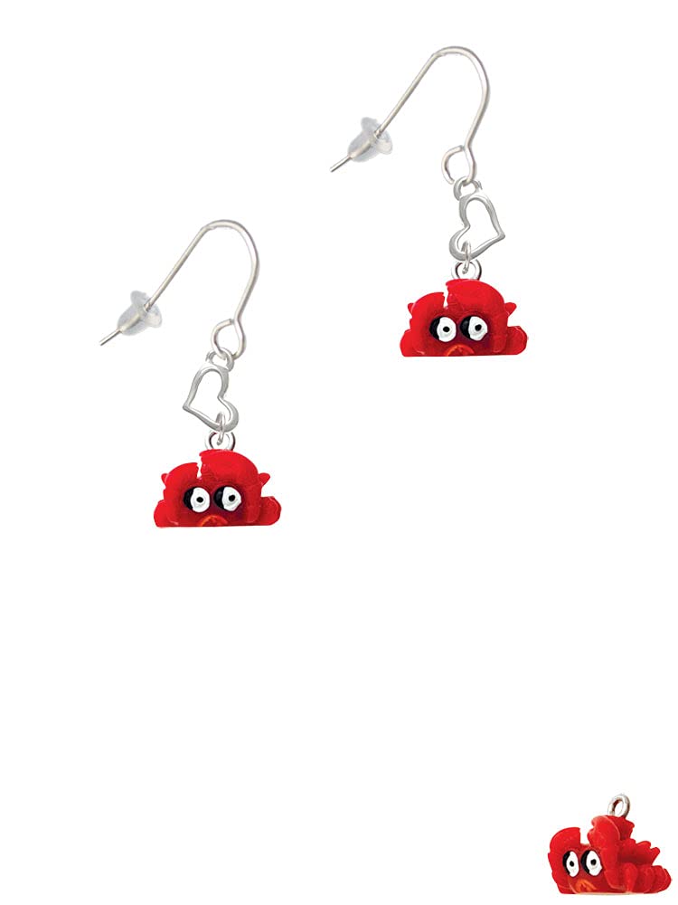 Delight Jewelry Resin Red Crab Small Heart French Earrings - Dainty Handmade Resin Crab Stud Earrings for Women, Cute Marine Animal Jewelry Gift for Beach Lovers & Summer Outfits