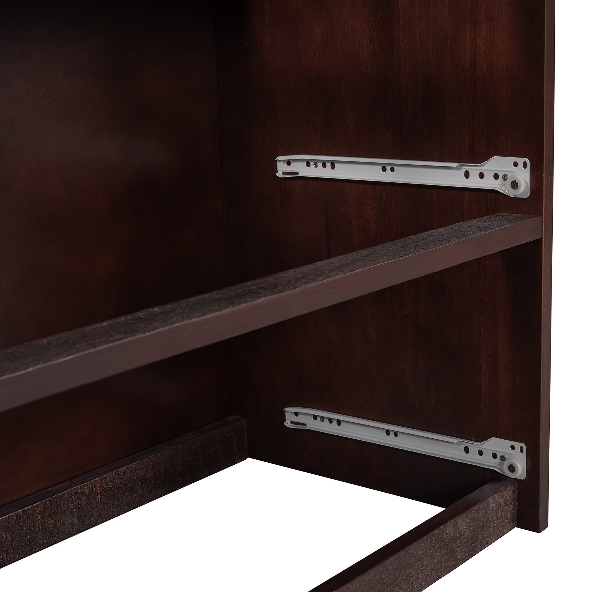 **Twin Size Loft Bed for Kids - Sturdy Wooden Low Loft Bed Frame with 2 Shelves & 2 Drawers - Antique Espresso Finish - Perfect for Small Bedrooms & Playrooms**