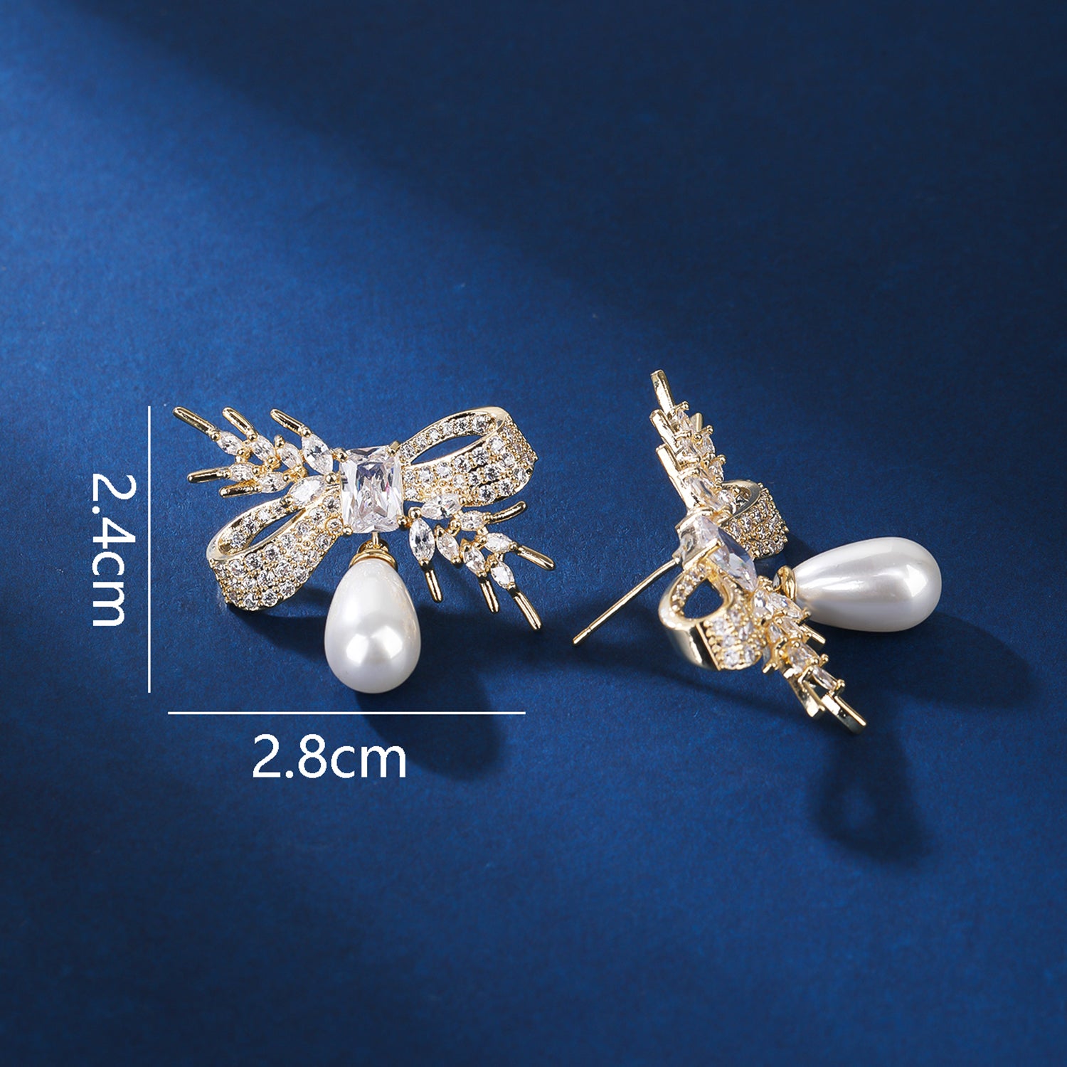 Cubic Zirconia Rosette Dangle Earrings for Women | Pearl Wedding Jewelry Set for Bride & Prom | Elegant Evening Party Accessories