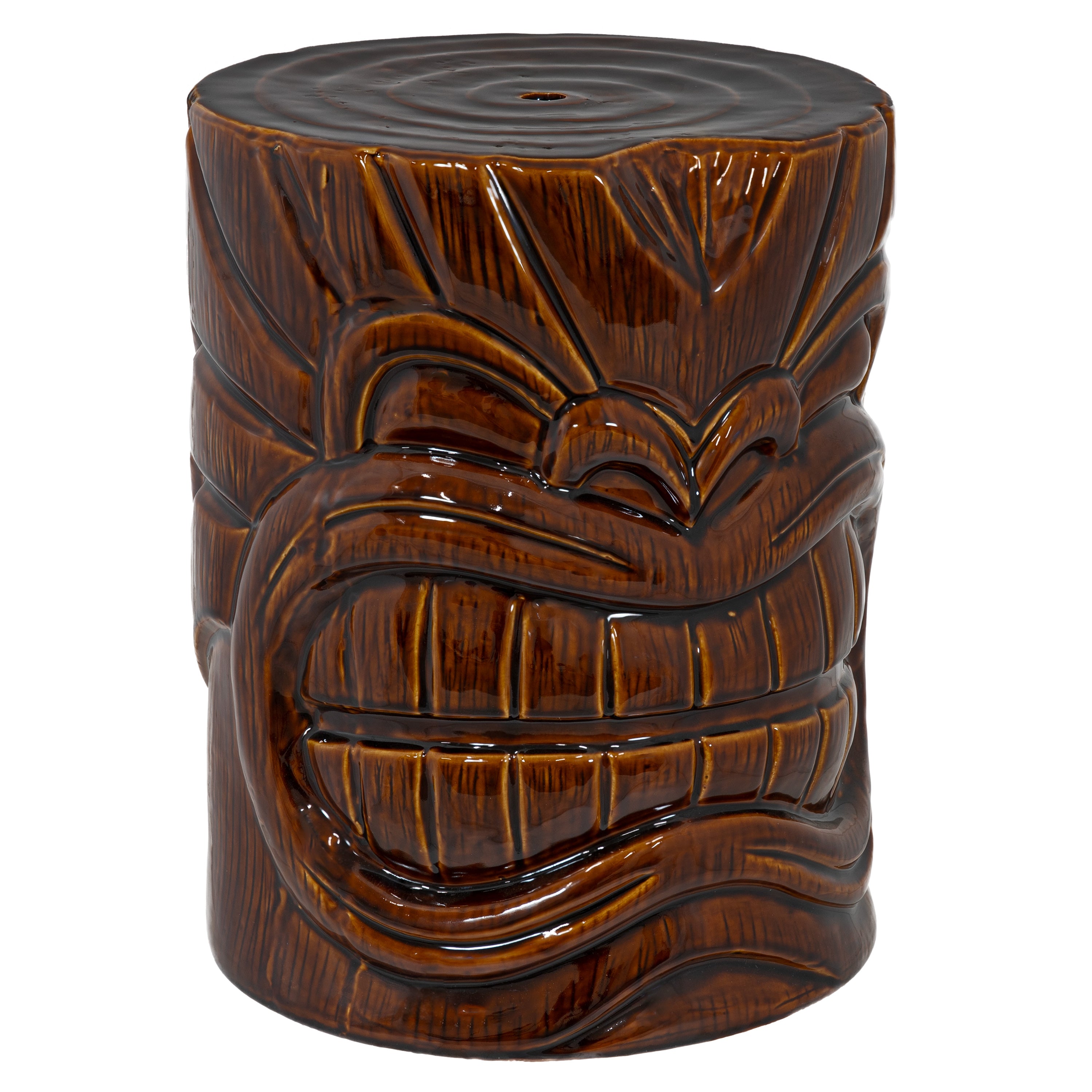 Sunnydaze Tiki Head Ceramic Garden Stool & Side Table - 17 Inch Outdoor Patio Decor for Poolside, Porch, or Backyard Seating