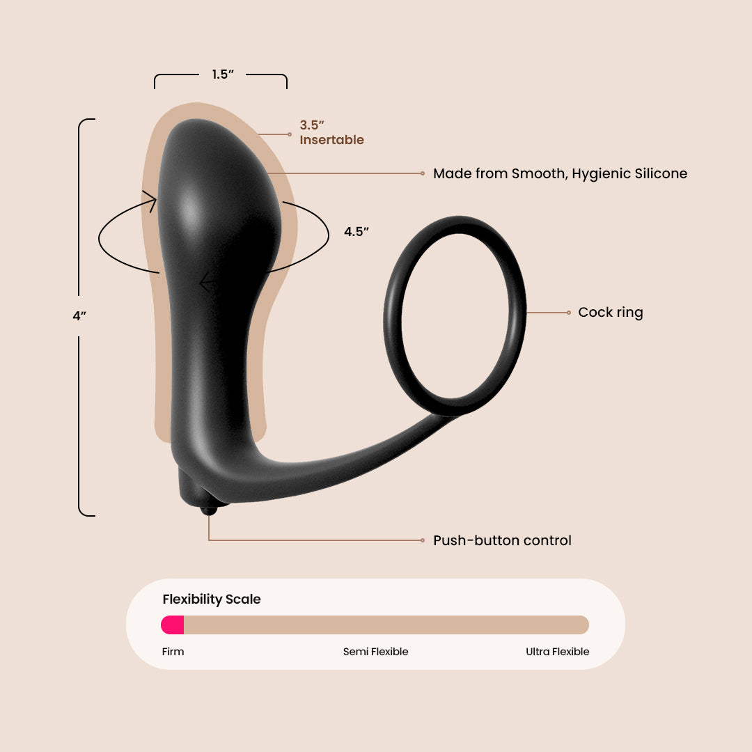 Anal Fantasy Vibrating Prostate Massager with Cock Ring - Powerful Stimulation for Men | Enhance Pleasure & Performance in Bedroom Play