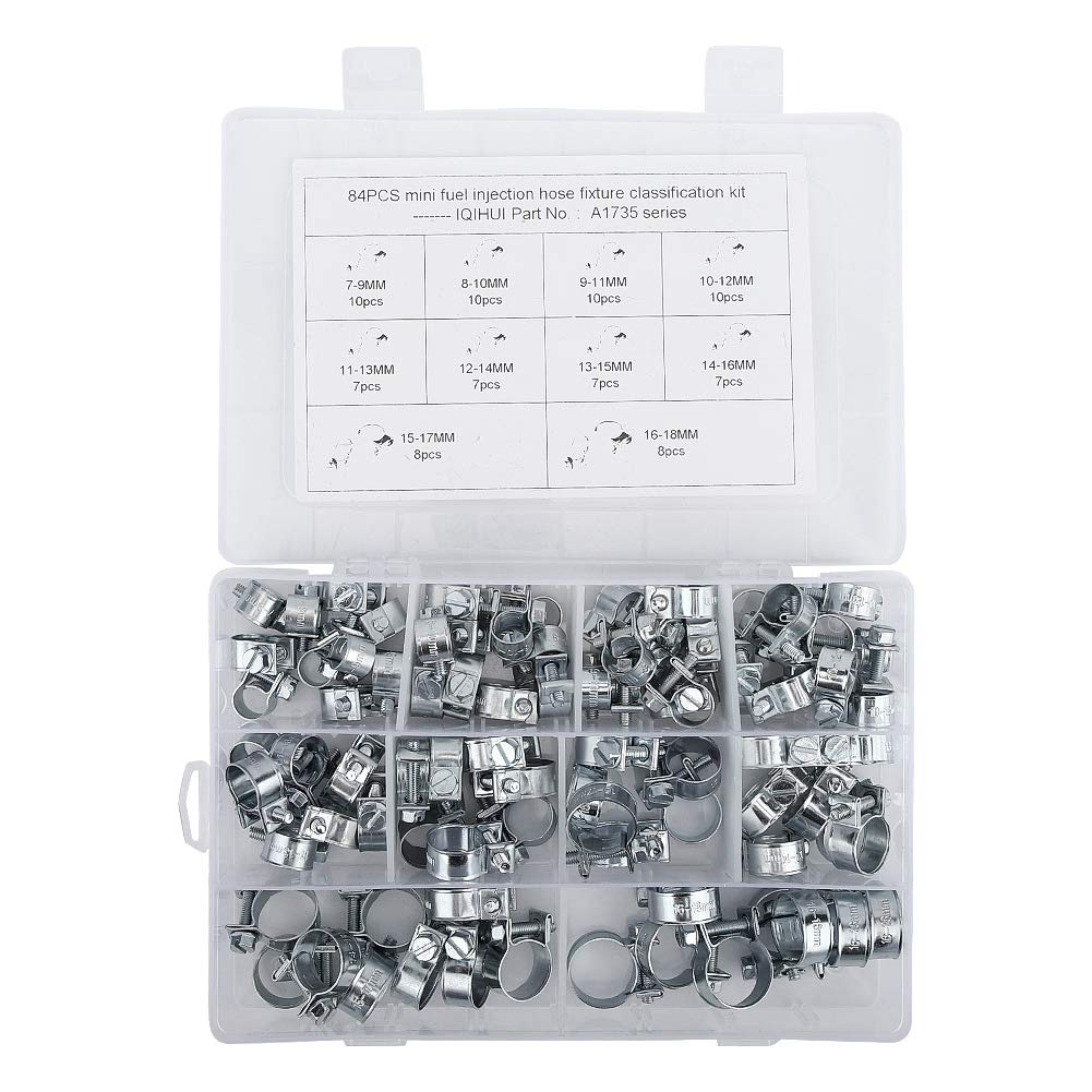 Qiilu 84pcs Galvanized Fuel Line Clamps - for Diesel & Petrol Pipes