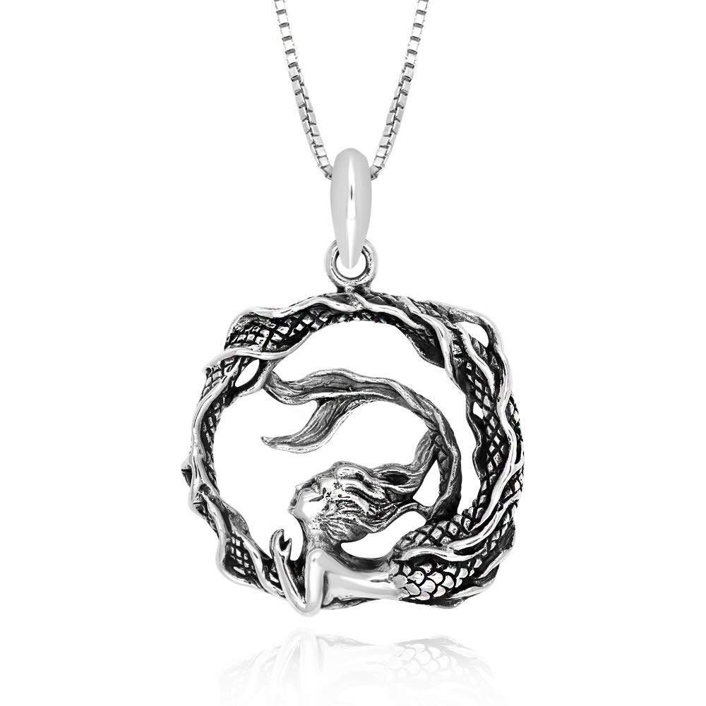 925 Silver Mermaid Necklace for Women | Ocean Wave Pendant | Gift for Her