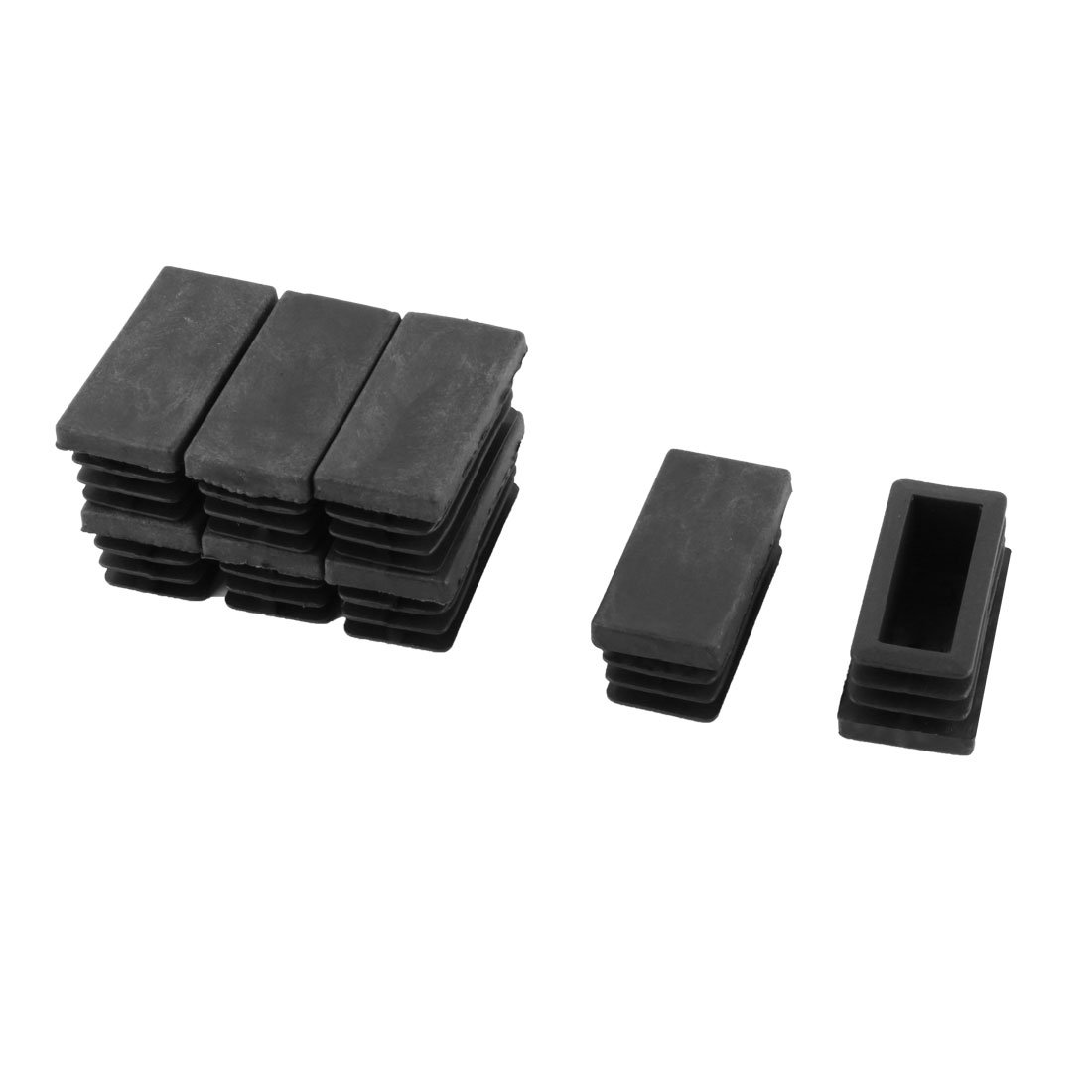 8Pcs 20mm x 40mm Plastic Rectangle Ribbed Tube Inserts End Caps - Furniture Chair Table Desk Feet Protectors for Floor Protection & Noise Reduction - Perfect for Home Office, Classroom, and Restaurant Furniture