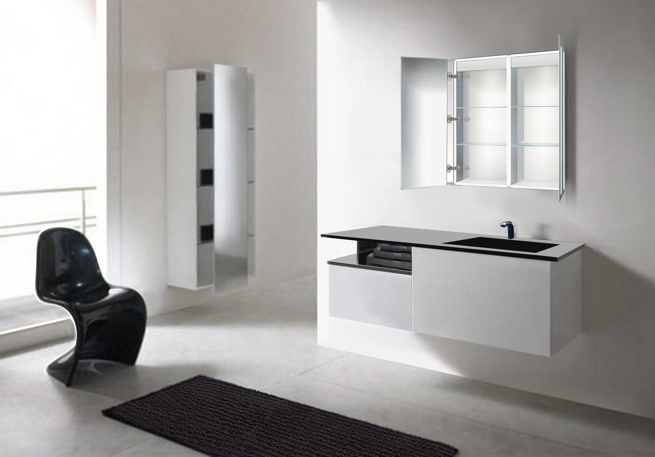 Krugg Kinetic 30x30 Inch LED Bathroom Mirror Medicine Cabinet with Adjustable Dimmer & Anti-Fog Defogger - Perfect for Modern Bathrooms, Vanities, and Spa-Like Home Decor
