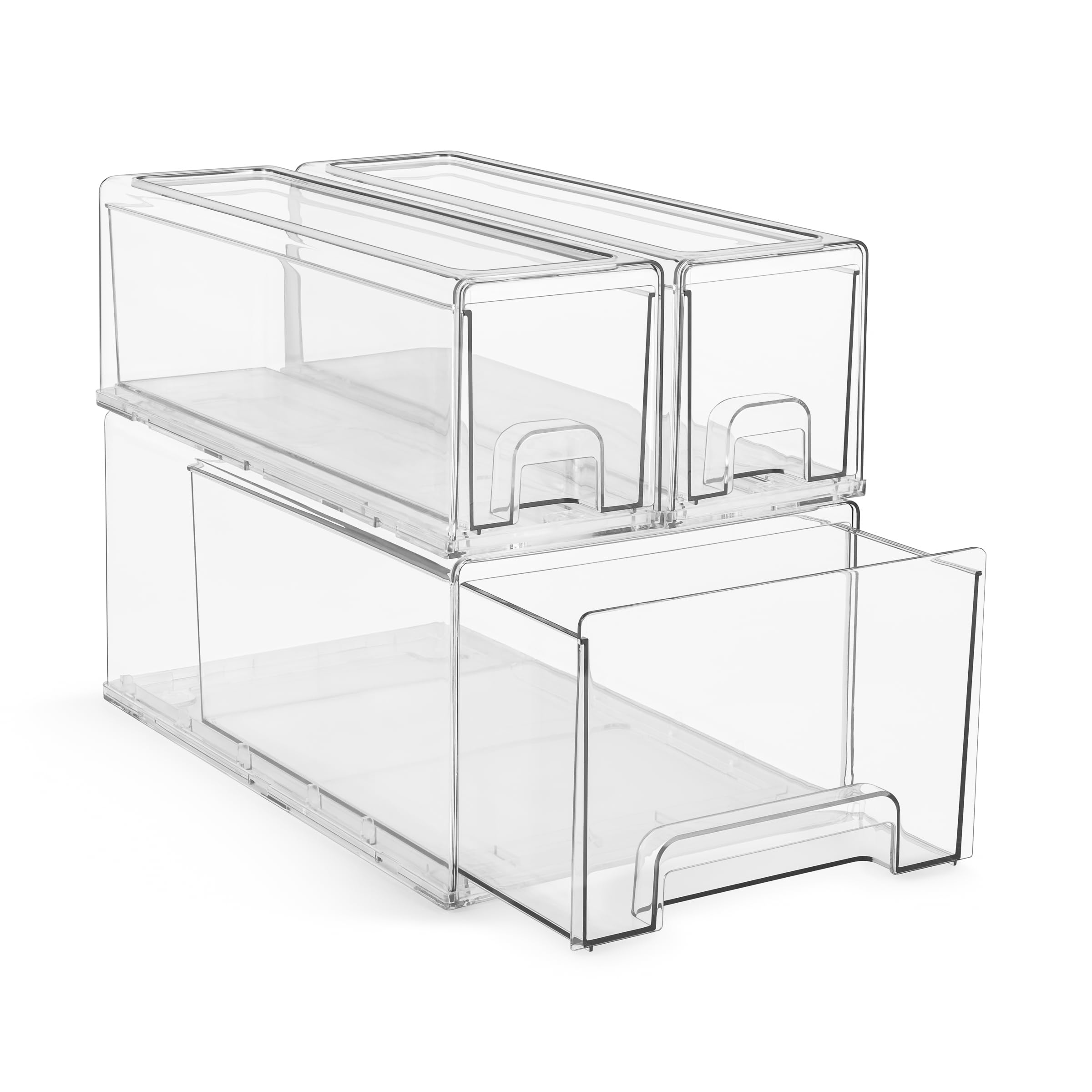 Sorbus Stackable Storage Drawers - 1 Large & 2 Small Plastic Organizer Bins for Closet, Bathroom, Pantry, Clothes & Home Organization - Space-Saving Storage Solution for Bedroom, Office & Kids Room