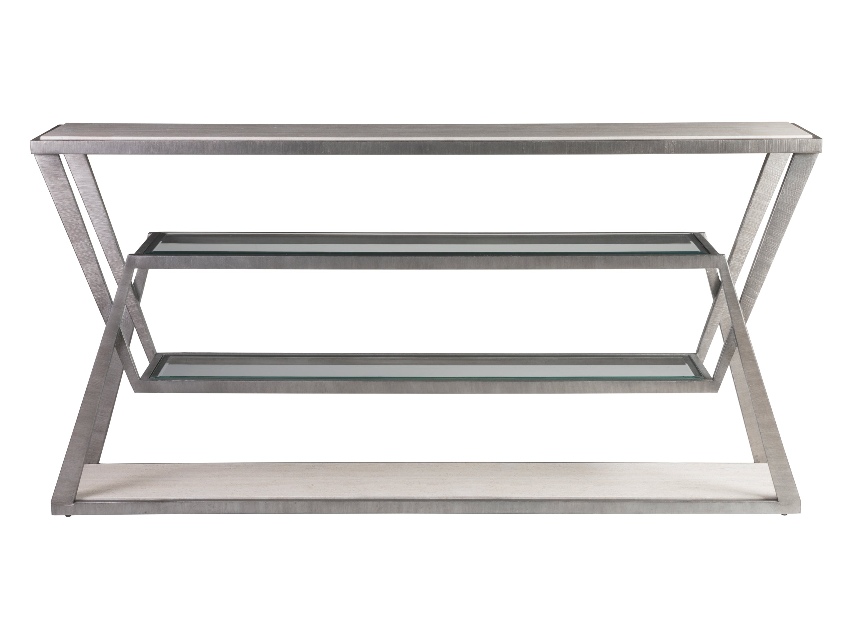 Adamo Silver Gray Console Table with Silver Leaf Finish - Elegant Entryway Furniture for Living Room, Hallway & Foyer Decor