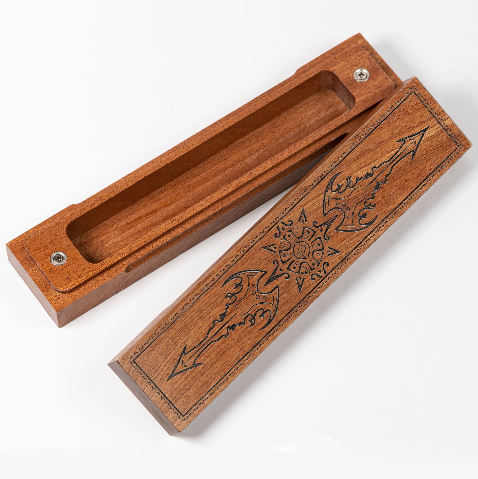 Acacia Wood DND Dice Box with Magnetic Lid & Felt Lining - Premium Dice Holder Case for D&D, Pathfinder & Tabletop RPG Games - Perfect for Game Nights, Travel & Storage (Sword of Damocles-Black)