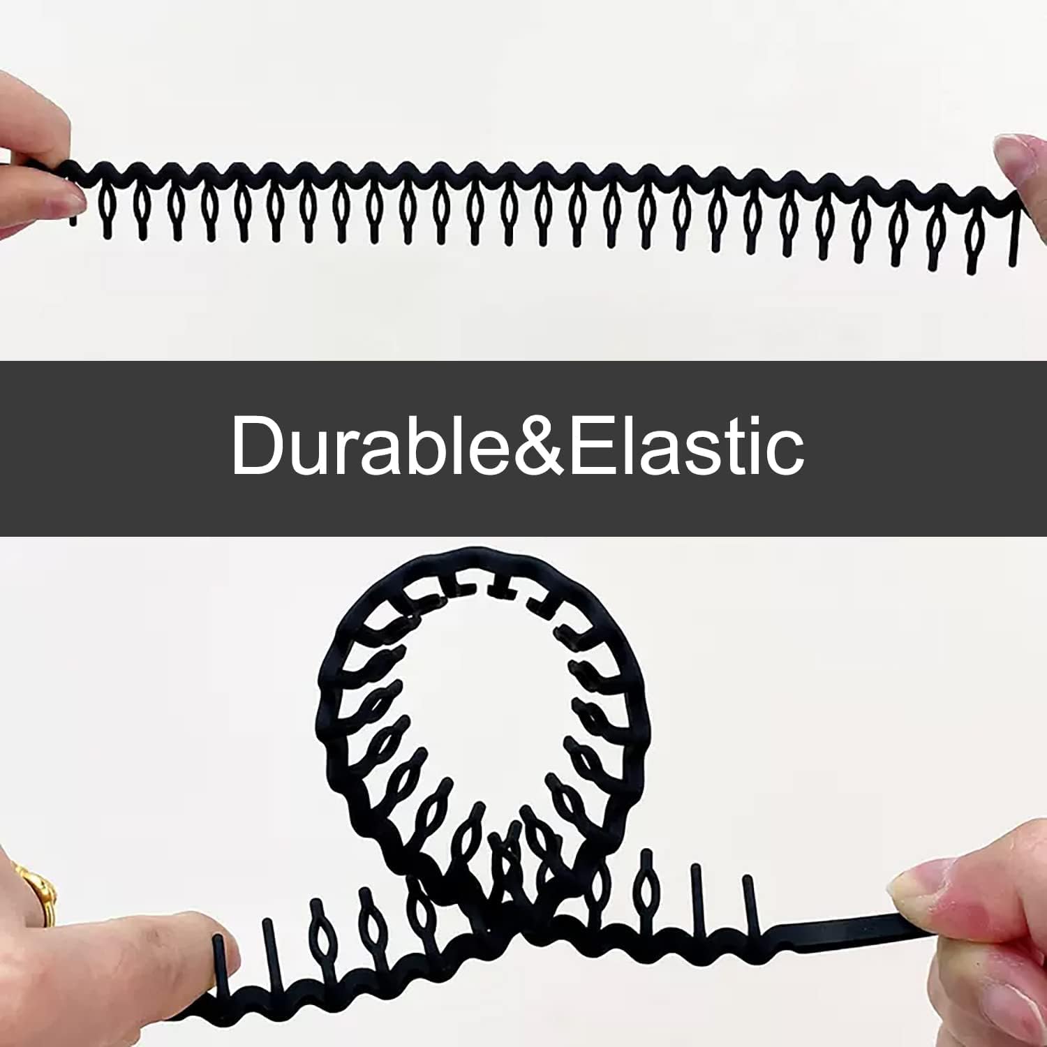 8 PCS Non-Slip Plastic Headbands with Teeth Comb - Matte Black Skinny Hair Bands for Women, Men & Teens - Perfect for Workouts, Sports and Everyday Styling