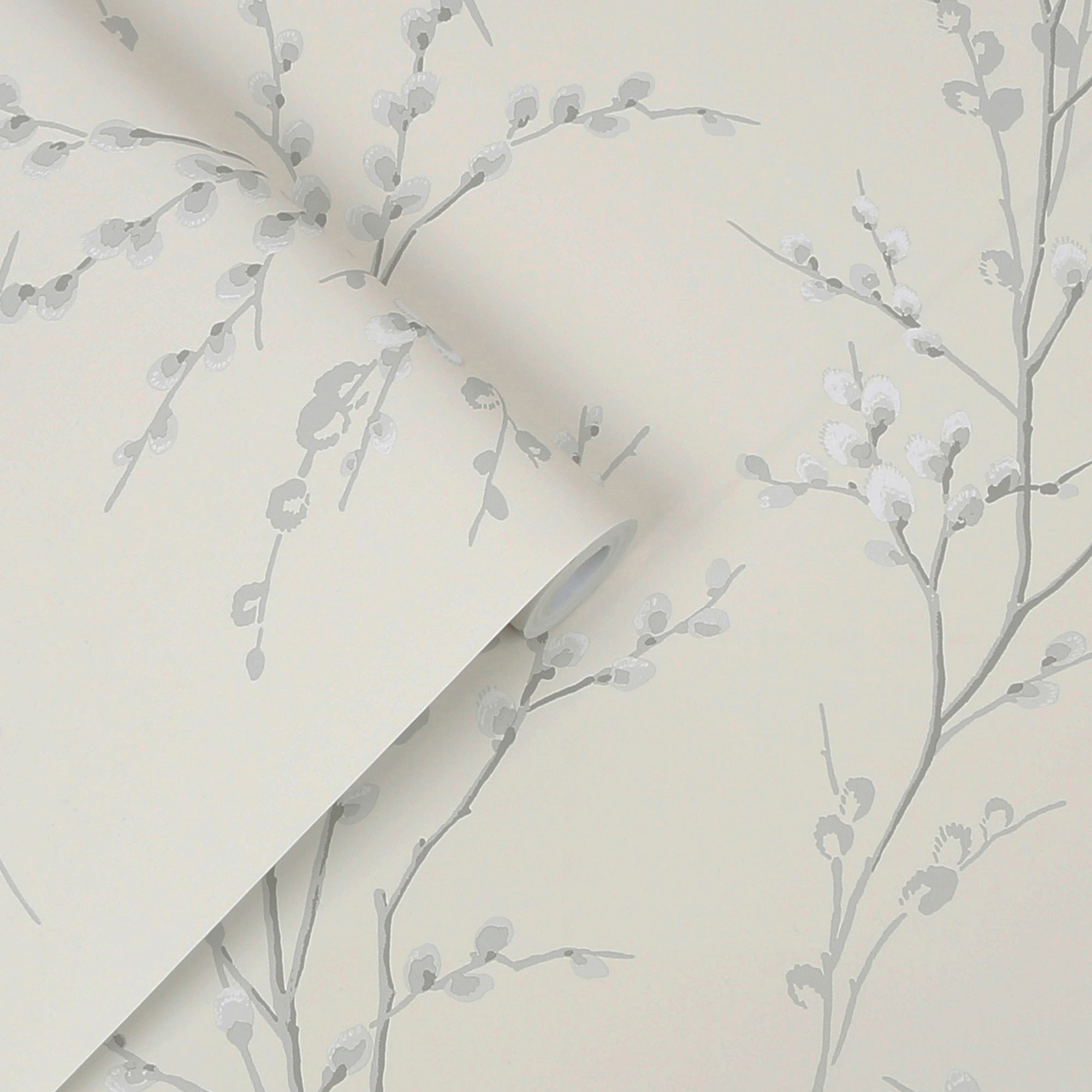 Laura Ashley Wallpaper - Pussy Willow Off White and Steel Floral Design | Peel and Stick Wallpaper for Bedroom, Living Room, Nursery Decor