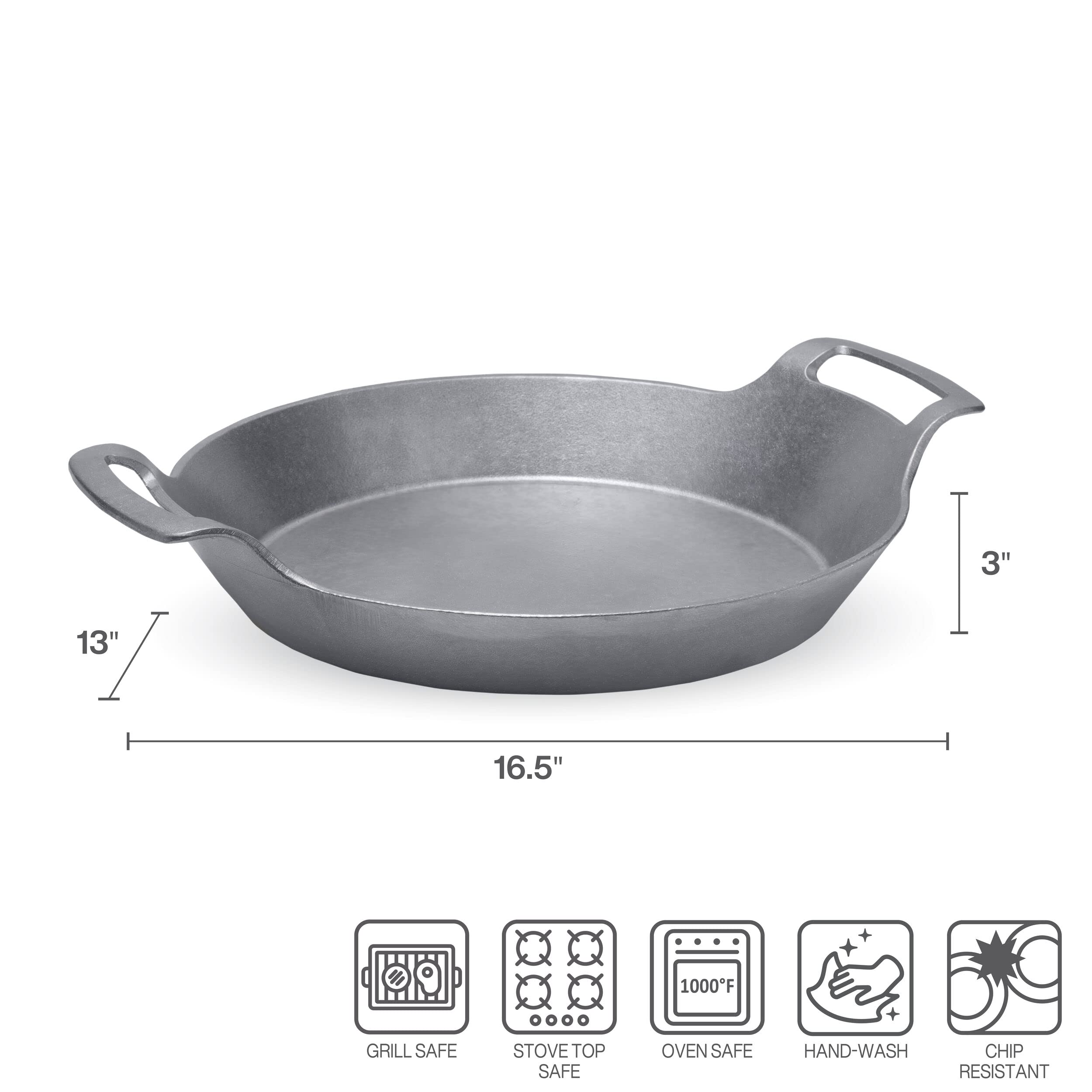 Wilton Armetale Gourmet Grillware Paella Pan - Premium Spanish Cooking Pan for Outdoor Grilling, Stovetop & Camping
