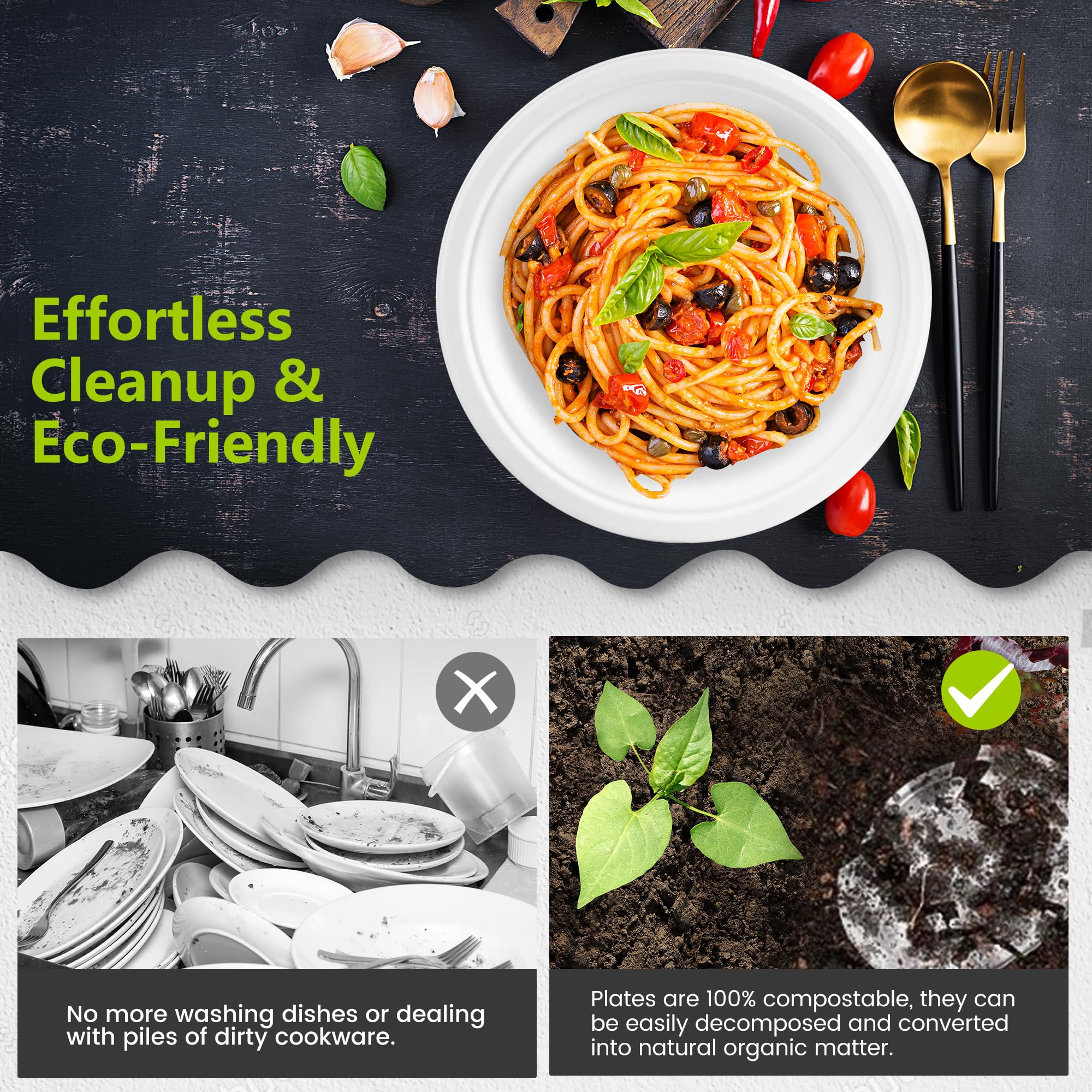 7 Inch Heavy-Duty Disposable Paper Plates [125 PCS] - 100% Compostable & Biodegradable Bagasse Plates, Natural Unbleached Eco-Friendly Small Dinner Plates for Parties, Picnics, BBQs & Everyday Use