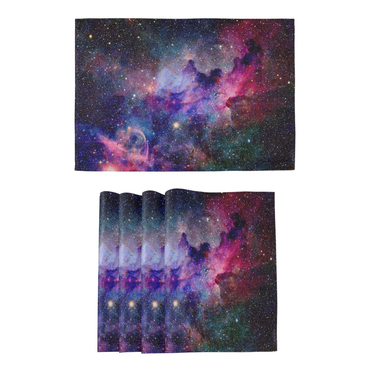 Oarencol Nebula Galaxy 3D Space Star Fantasy Placemats Set of 4 - Heat-Resistant, Washable Table Mats for Kitchen & Dining Table Decor - Perfect for Sci-Fi Themed Parties, Space Enthusiasts & Modern Home Decor