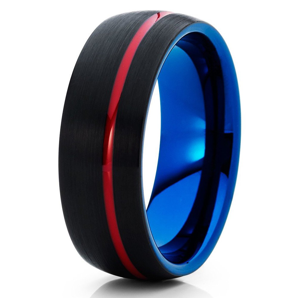 Premium Black & Blue Tungsten Wedding Rings for Men & Women – Durable Tungsten Carbide Comfort Fit Bands for Engagement & Anniversary – Ideal for Everyday Wear & Special Occasions