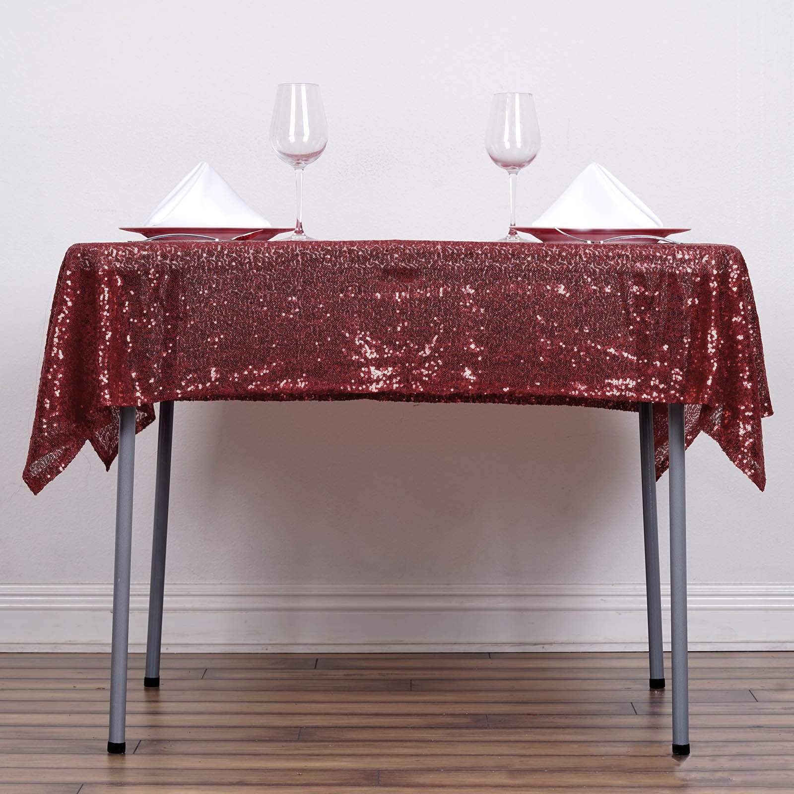 54x54 Inch Sparkling Sequined Square Tablecloth for Parties, Weddings, and Special Events - Elegant Dining Decor