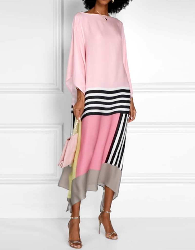 Baby Pink Soft Satin Silk Kaftan Dress for Women - Elegant Loungewear & Beach Cover Up